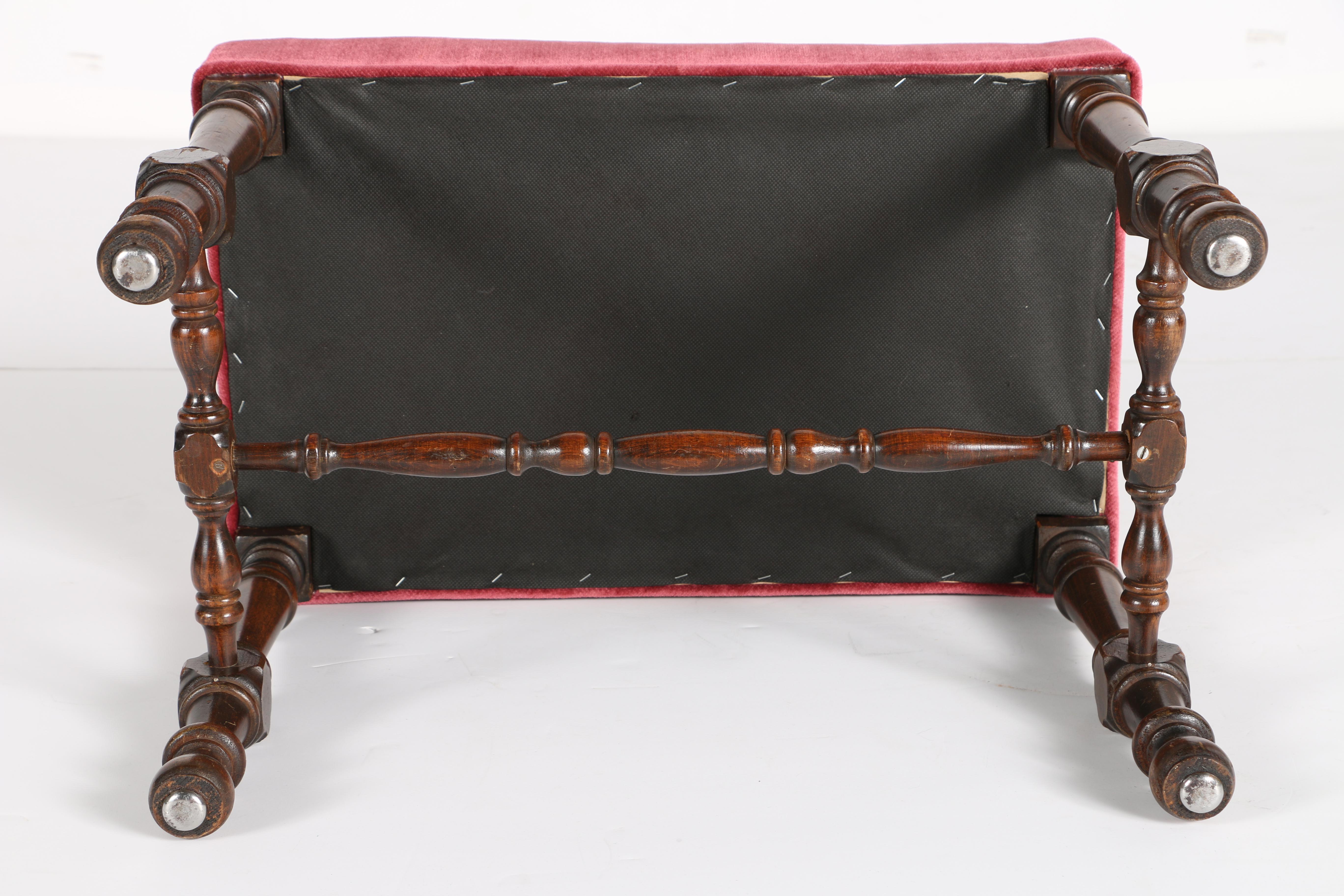 Mid-Century Red Upholstered Ottoman