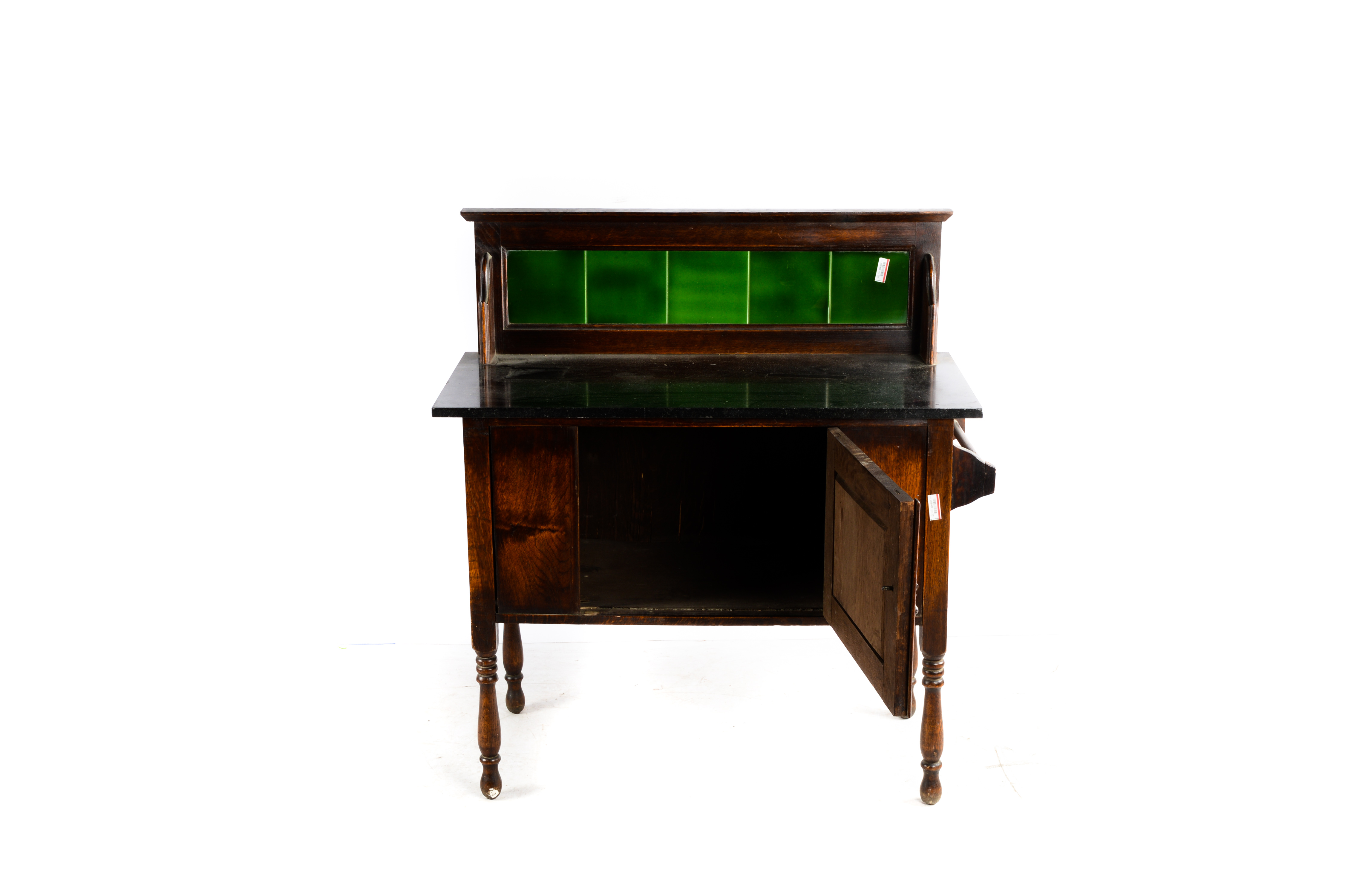 Antique English Oak and Marble Top Washstand