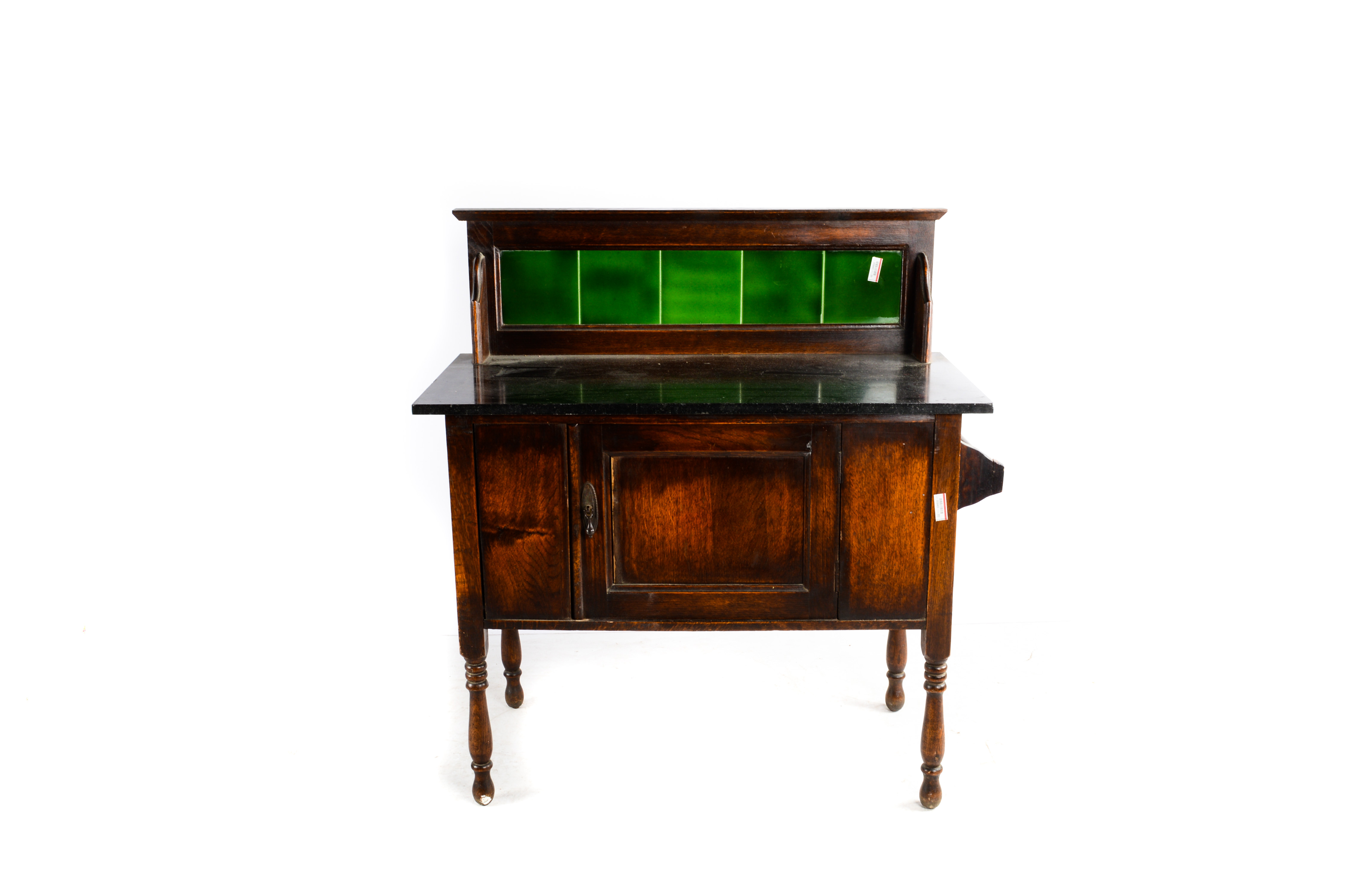 Antique English Oak and Marble Top Washstand