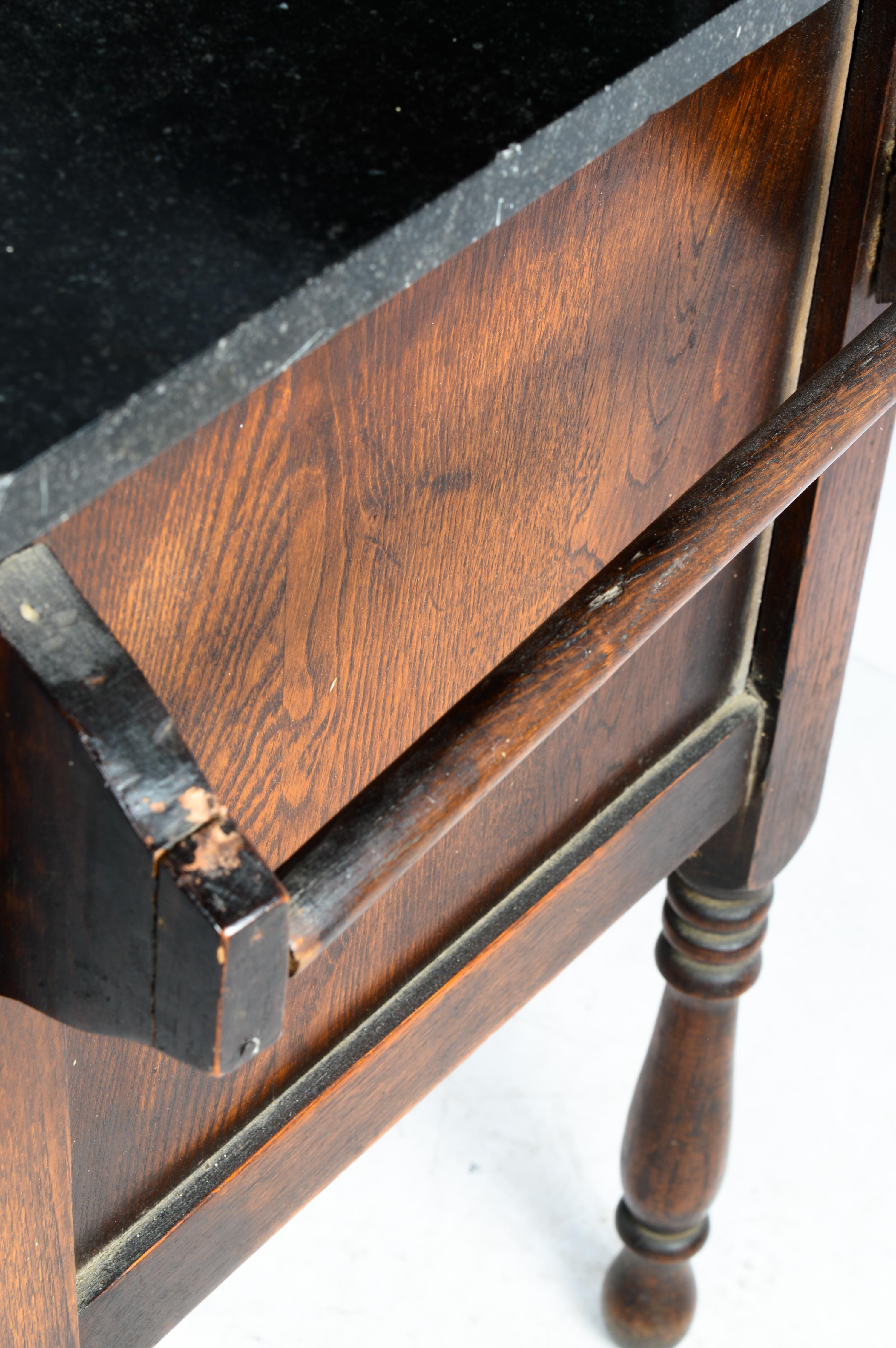 Antique English Oak and Marble Top Washstand