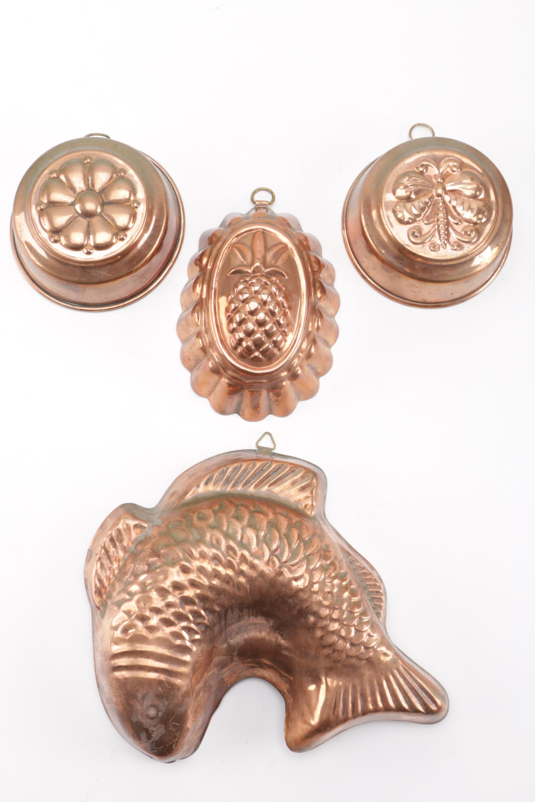 Collection of Copper Molds and Cooking Pots