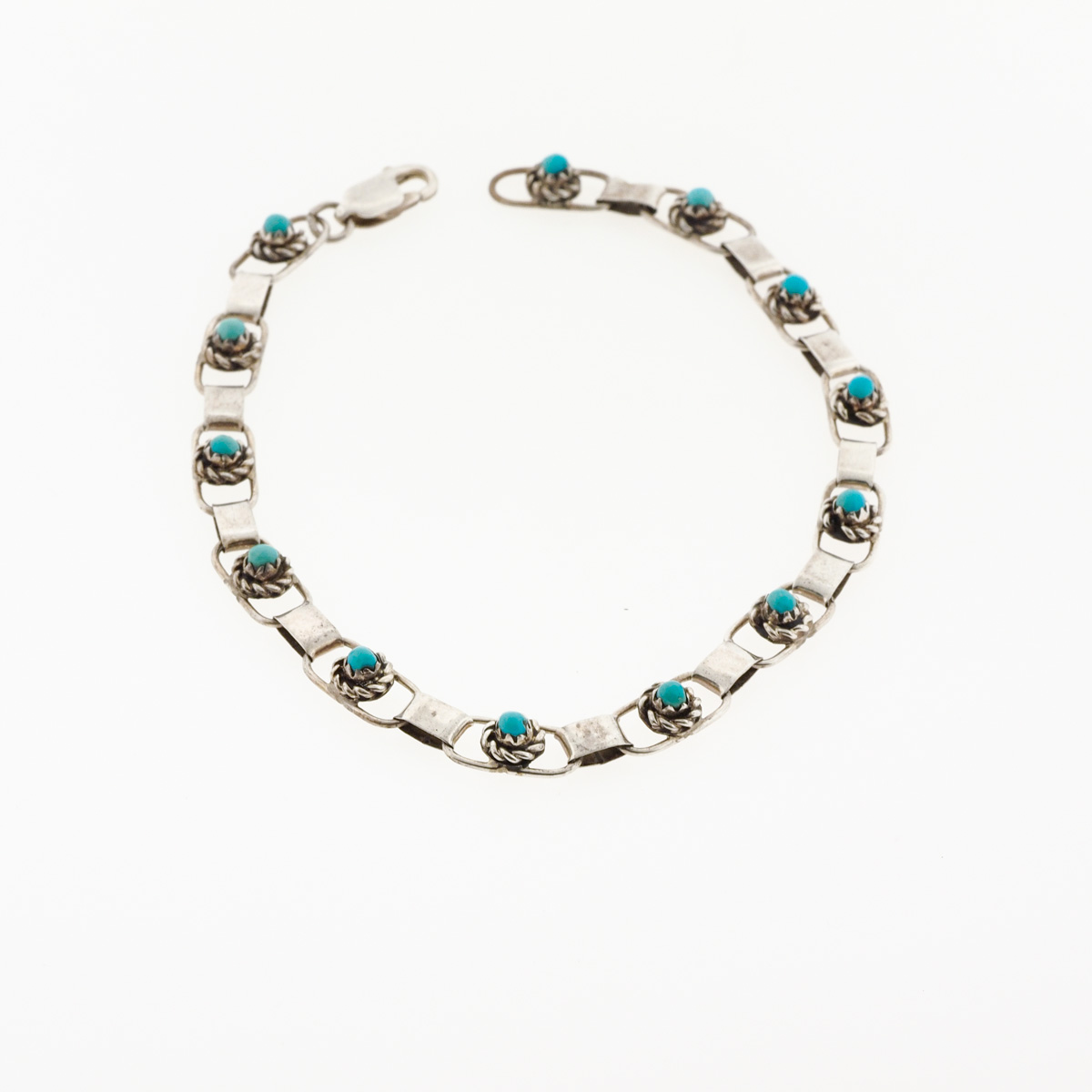 Vintage Sterling Silver and Turquoise Bracelet, Earrings and Ring Set