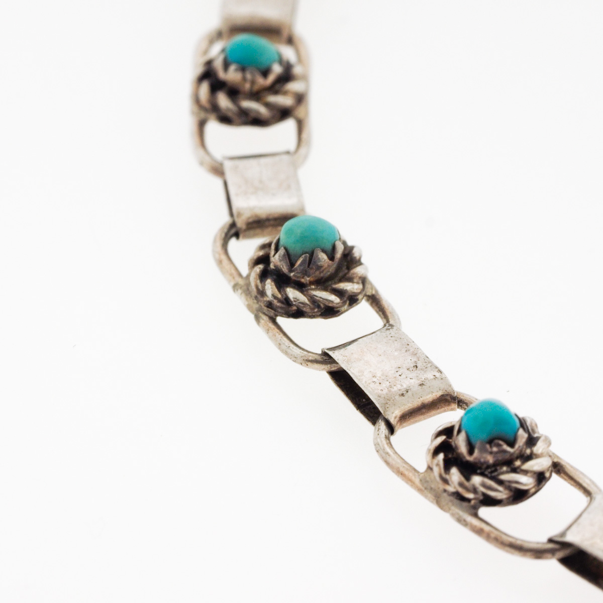 Vintage Sterling Silver and Turquoise Bracelet, Earrings and Ring Set