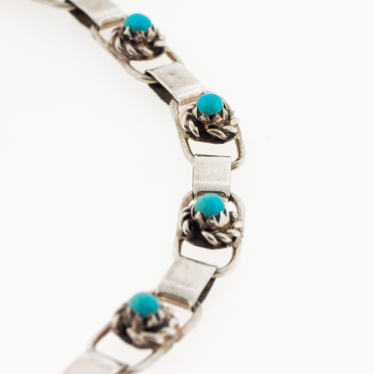 Vintage Sterling Silver and Turquoise Bracelet, Earrings and Ring Set