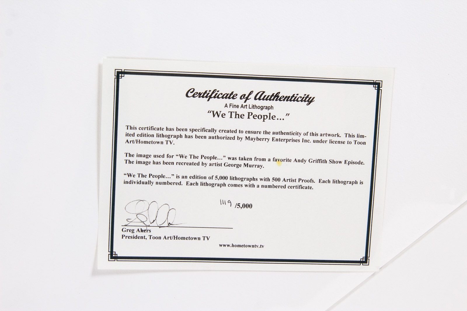 After George Murray Barney Fife Offset Lithograph "We the People"