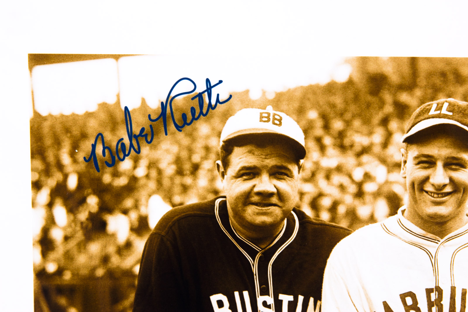 "Bustin Babes" Fuji Crystal Archival Photograph with Facsimile Babe Ruth and Lou Gehrig Autographs