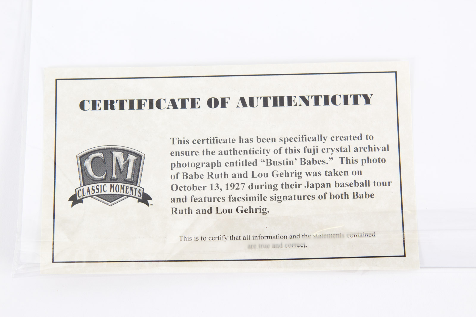 "Bustin Babes" Fuji Crystal Archival Photograph with Facsimile Babe Ruth and Lou Gehrig Autographs