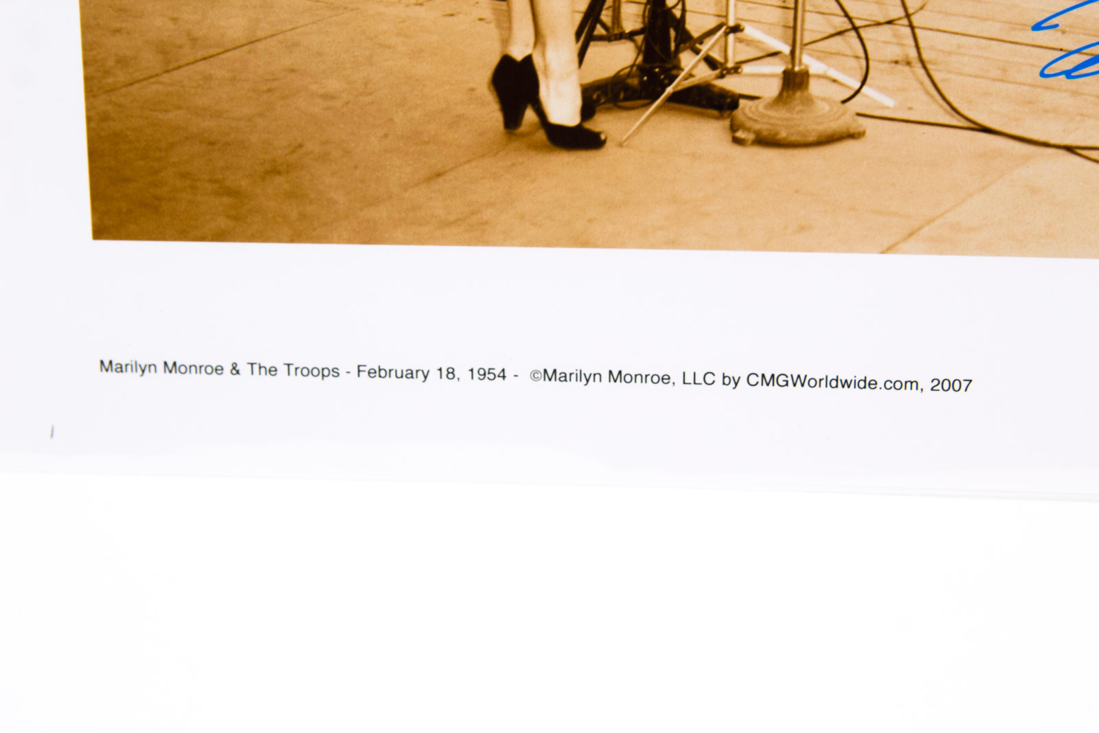 "Marilyn Monroe Sings For the Troops" Fuji Crystal Archival Photograph with Facsimile Autograph