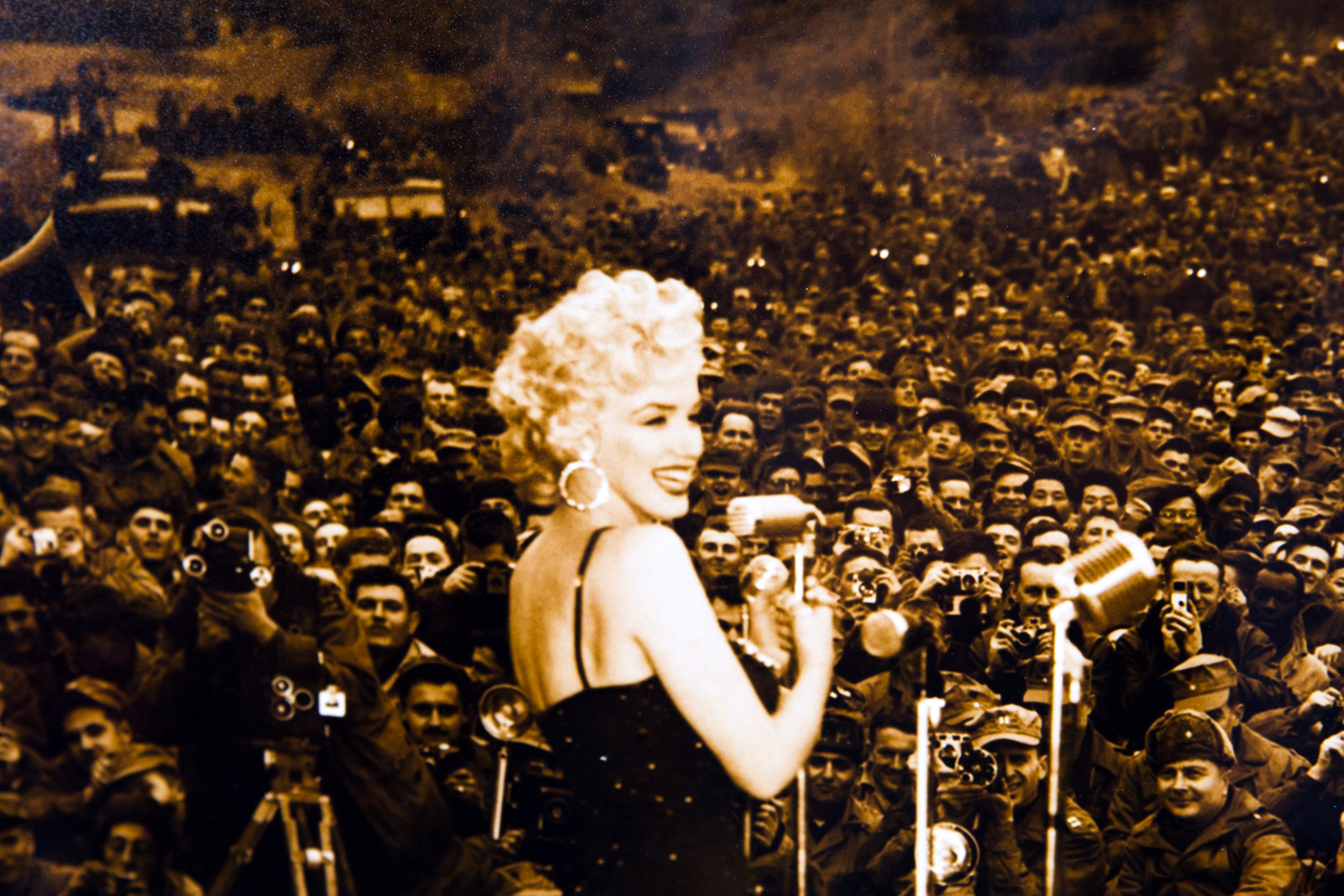 "Marilyn Monroe Sings For the Troops" Fuji Crystal Archival Photograph with Facsimile Autograph
