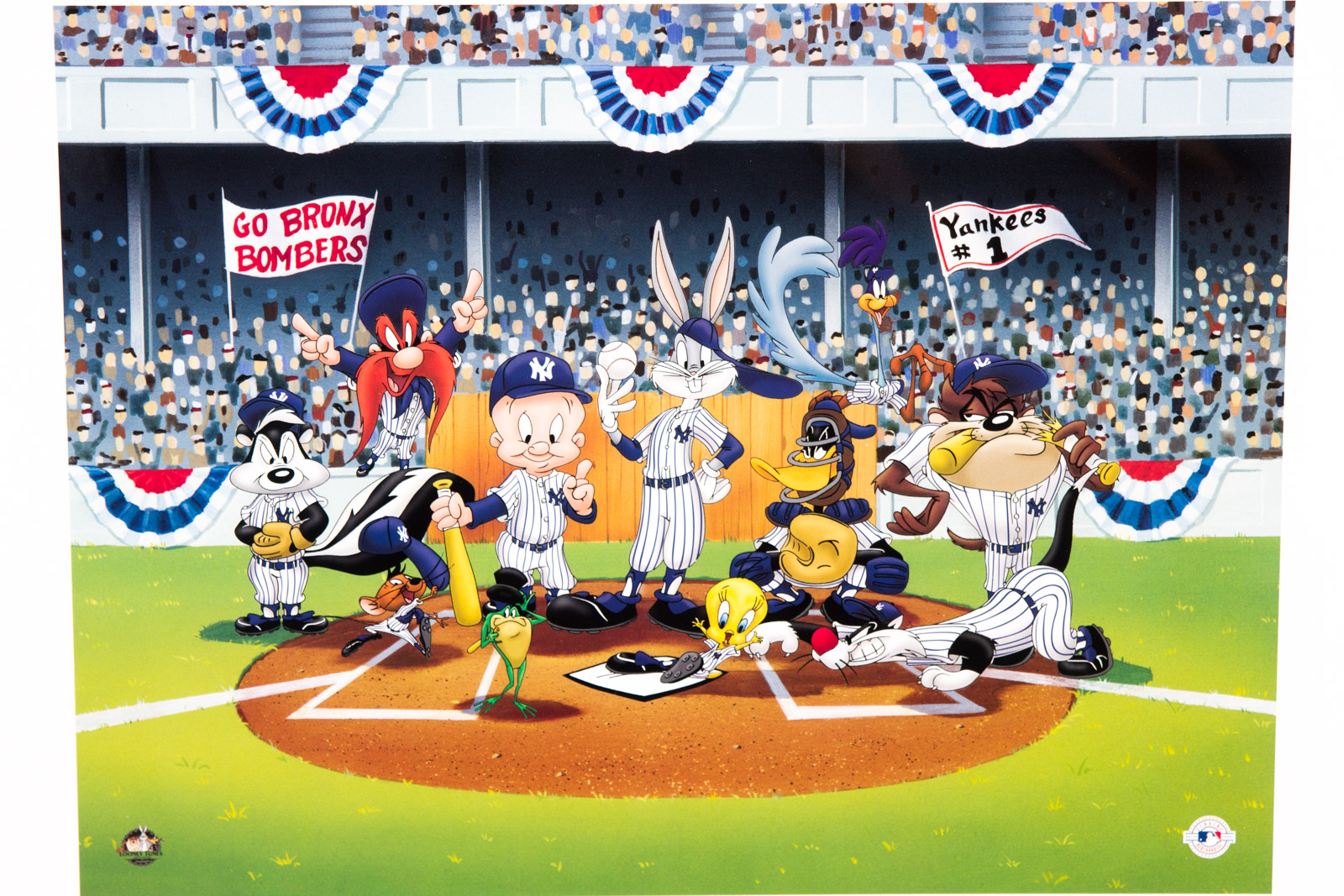 Looney Tunes "Line-Up At the Plate" New York Yankees Offset Lithograph
