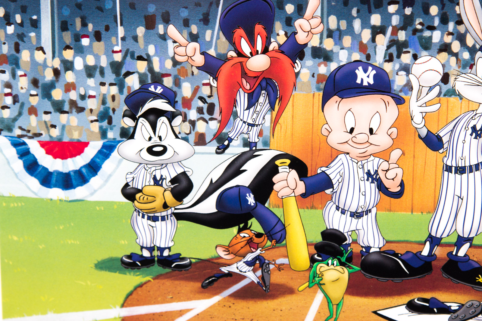 Looney Tunes "Line-Up At the Plate" New York Yankees Offset Lithograph