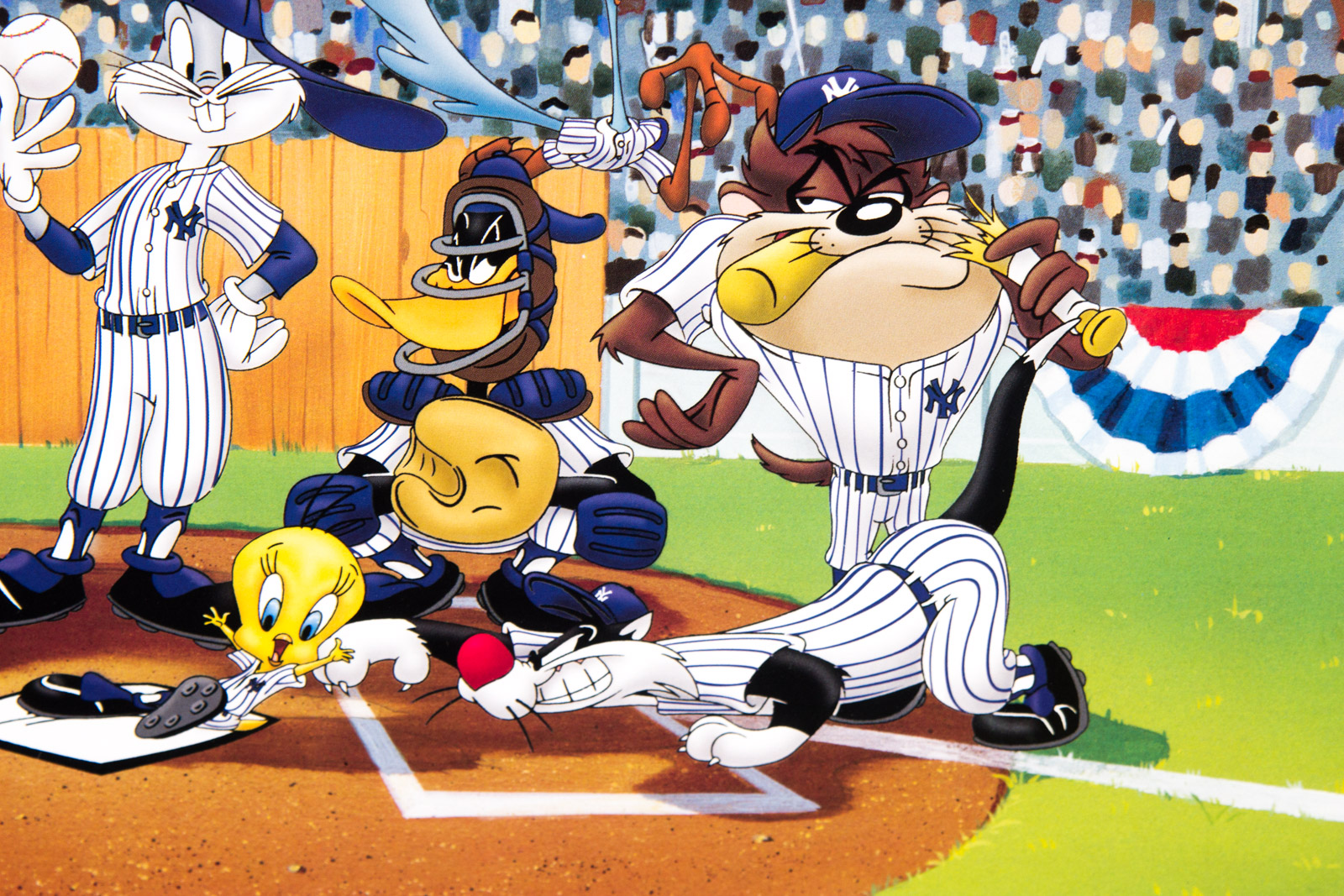 Looney Tunes "Line-Up At the Plate" New York Yankees Offset Lithograph