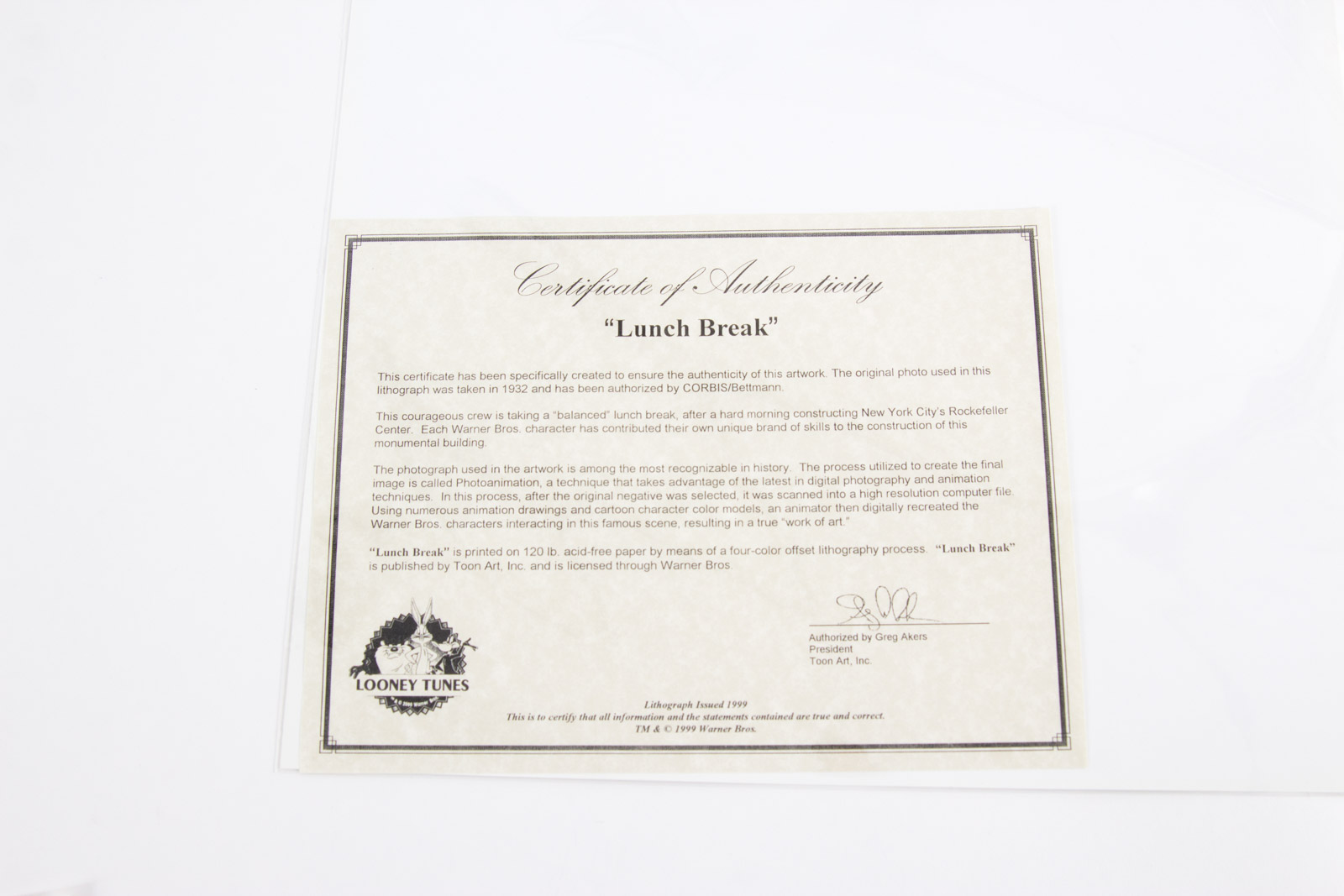 Looney Tunes "Lunch Break" Photoanimation Offset Lithograph