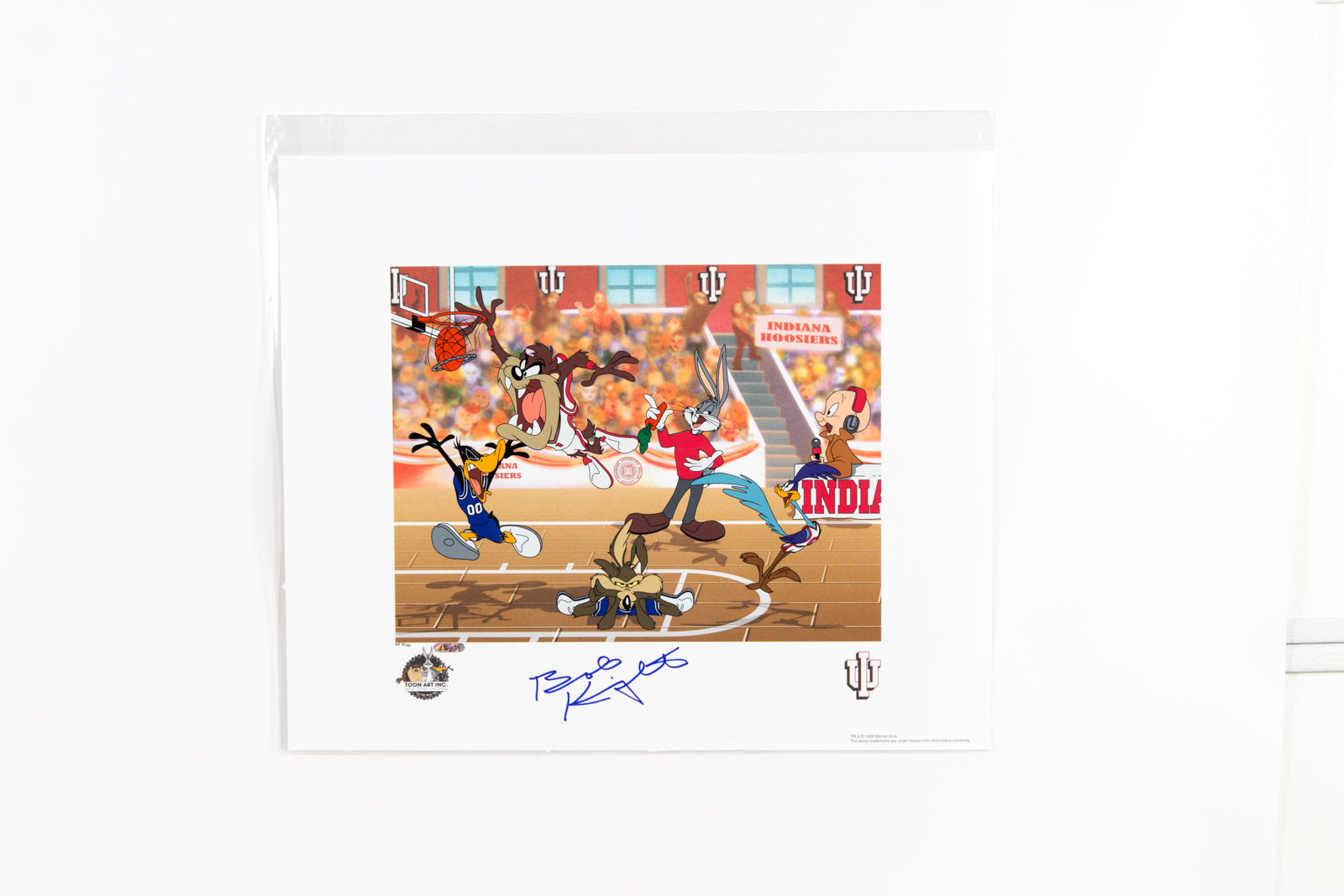 Bob Knight Signed Looney Tunes "Slam Dunk" Indiana University Hoosiers Lithoserigraph