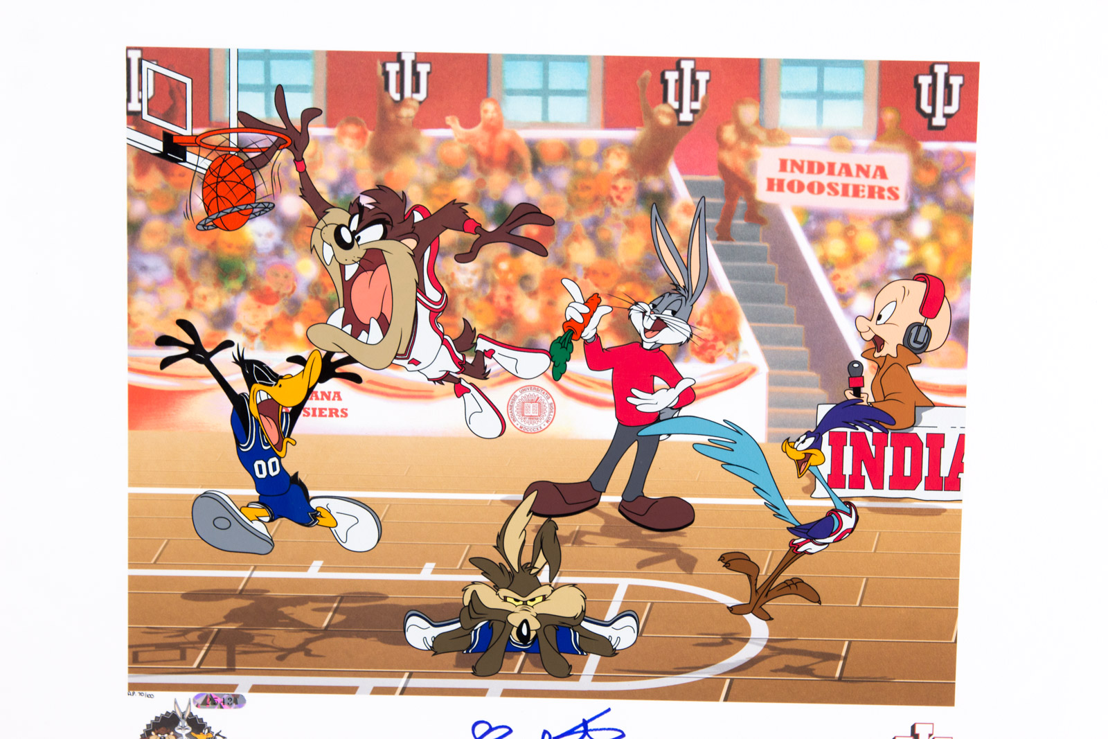 Bob Knight Signed Looney Tunes "Slam Dunk" Indiana University Hoosiers Lithoserigraph