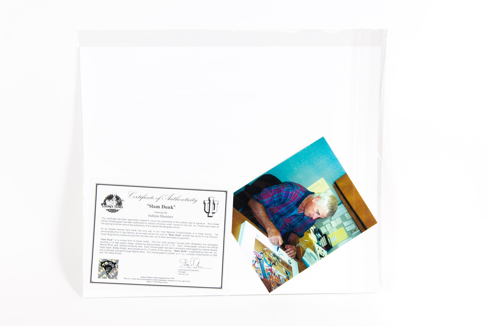 Bob Knight Signed Looney Tunes "Slam Dunk" Indiana University Hoosiers Lithoserigraph