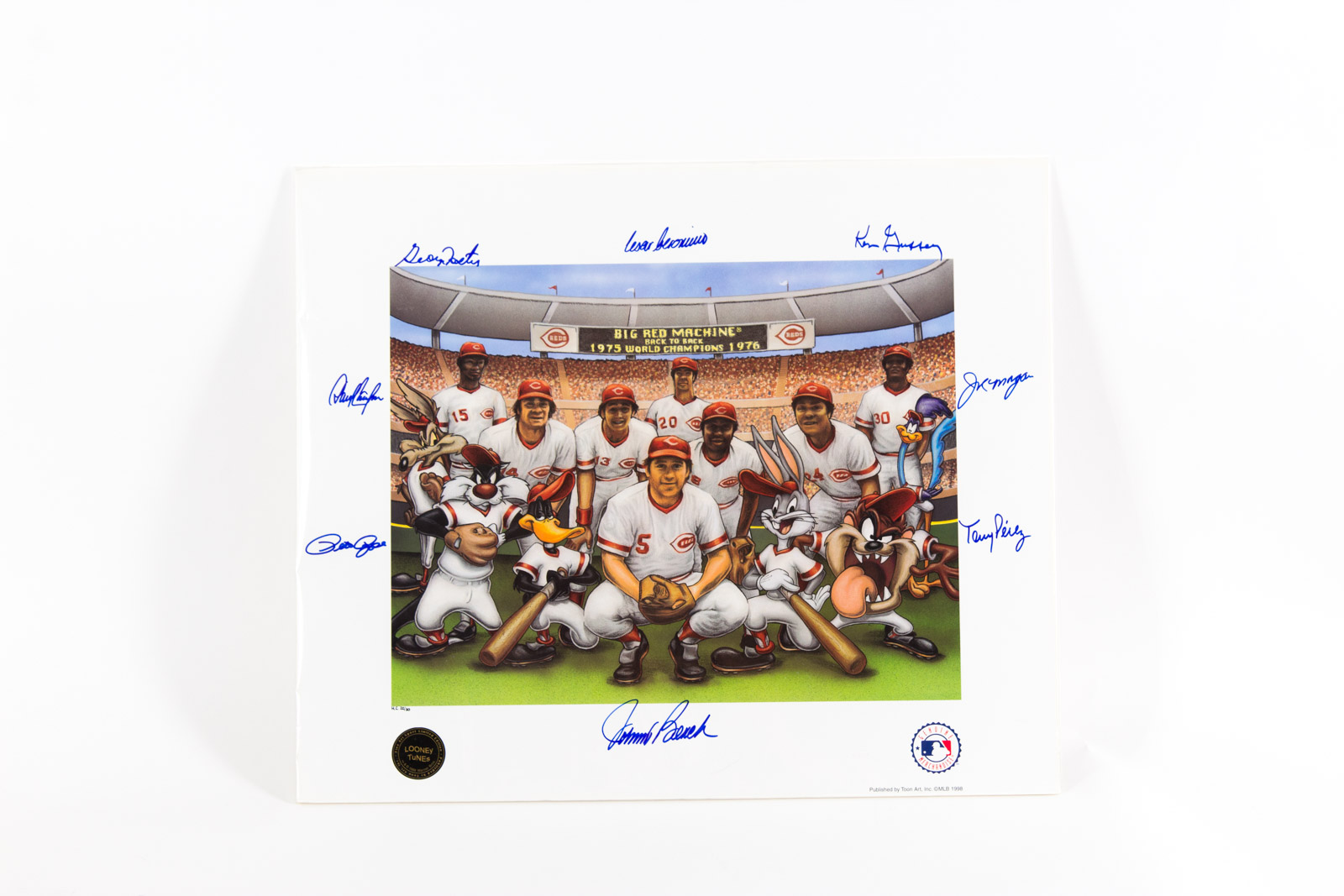 "The Big Red Machine" Looney Tunes Offset Lithograph Signed by Pete Rose, Johnny Bench, Ken Griffey, and more