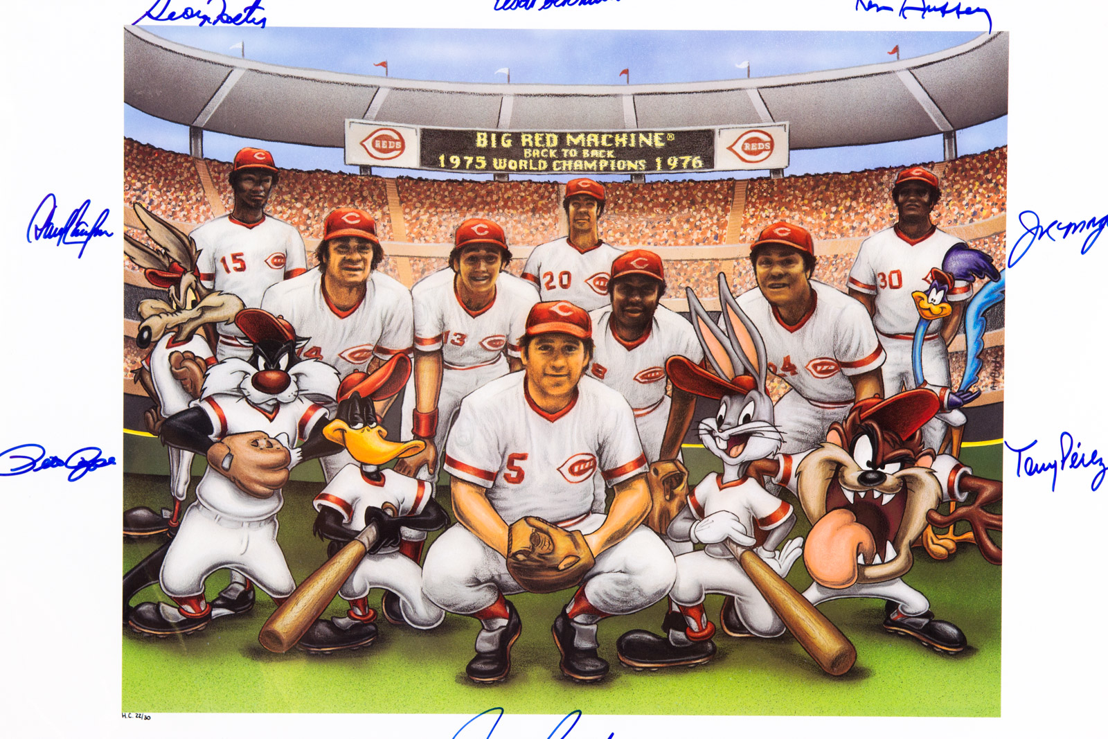 "The Big Red Machine" Looney Tunes Offset Lithograph Signed by Pete Rose, Johnny Bench, Ken Griffey, and more