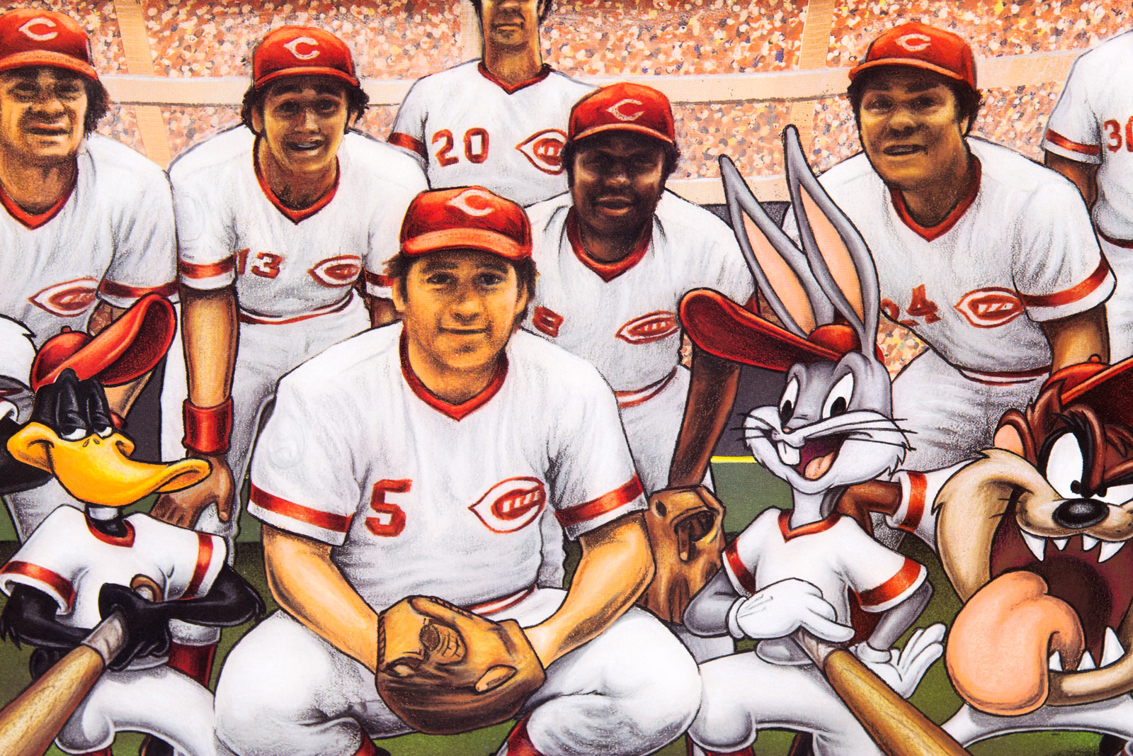 "The Big Red Machine" Looney Tunes Offset Lithograph Signed by Pete Rose, Johnny Bench, Ken Griffey, and more
