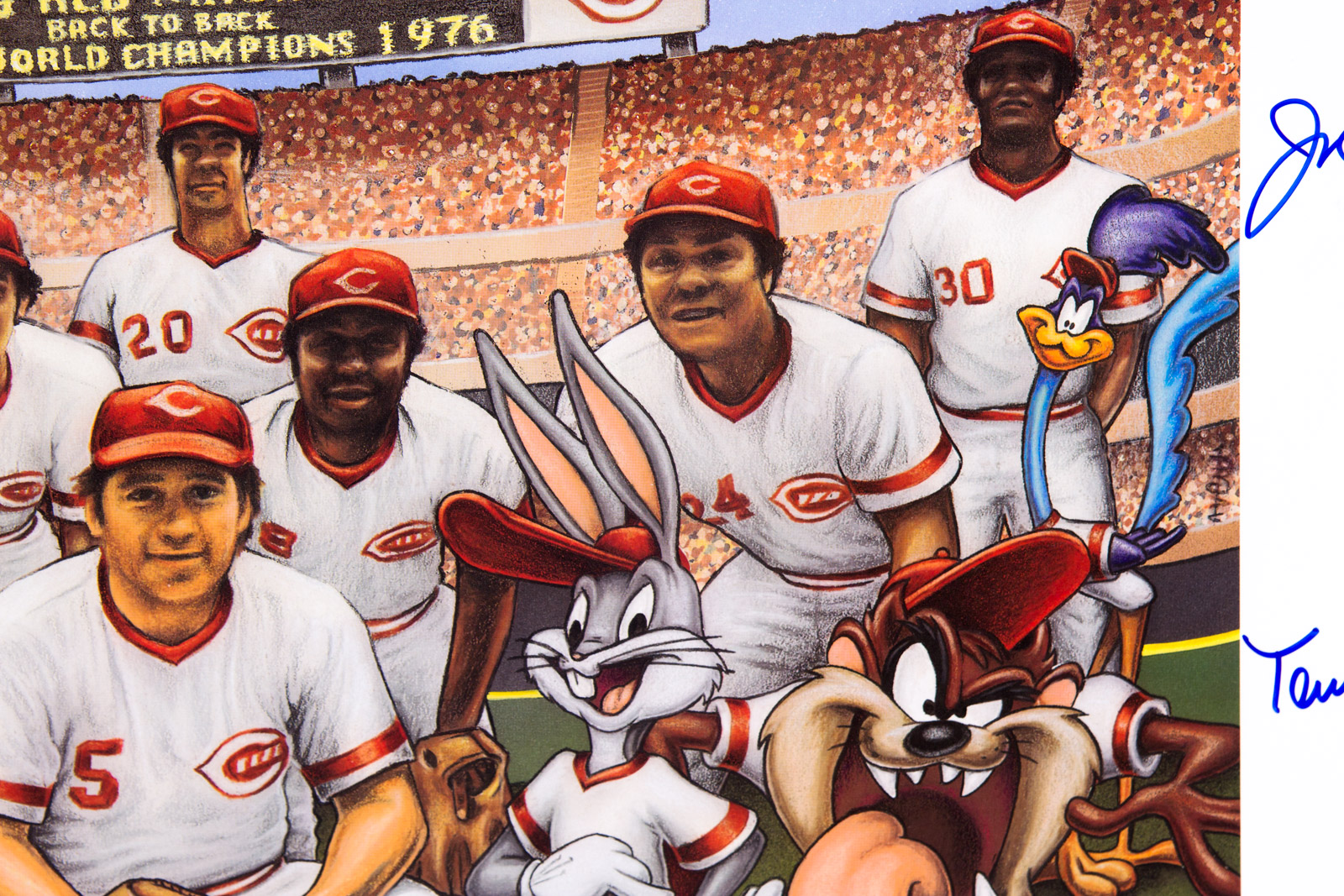 "The Big Red Machine" Looney Tunes Offset Lithograph Signed by Pete Rose, Johnny Bench, Ken Griffey, and more