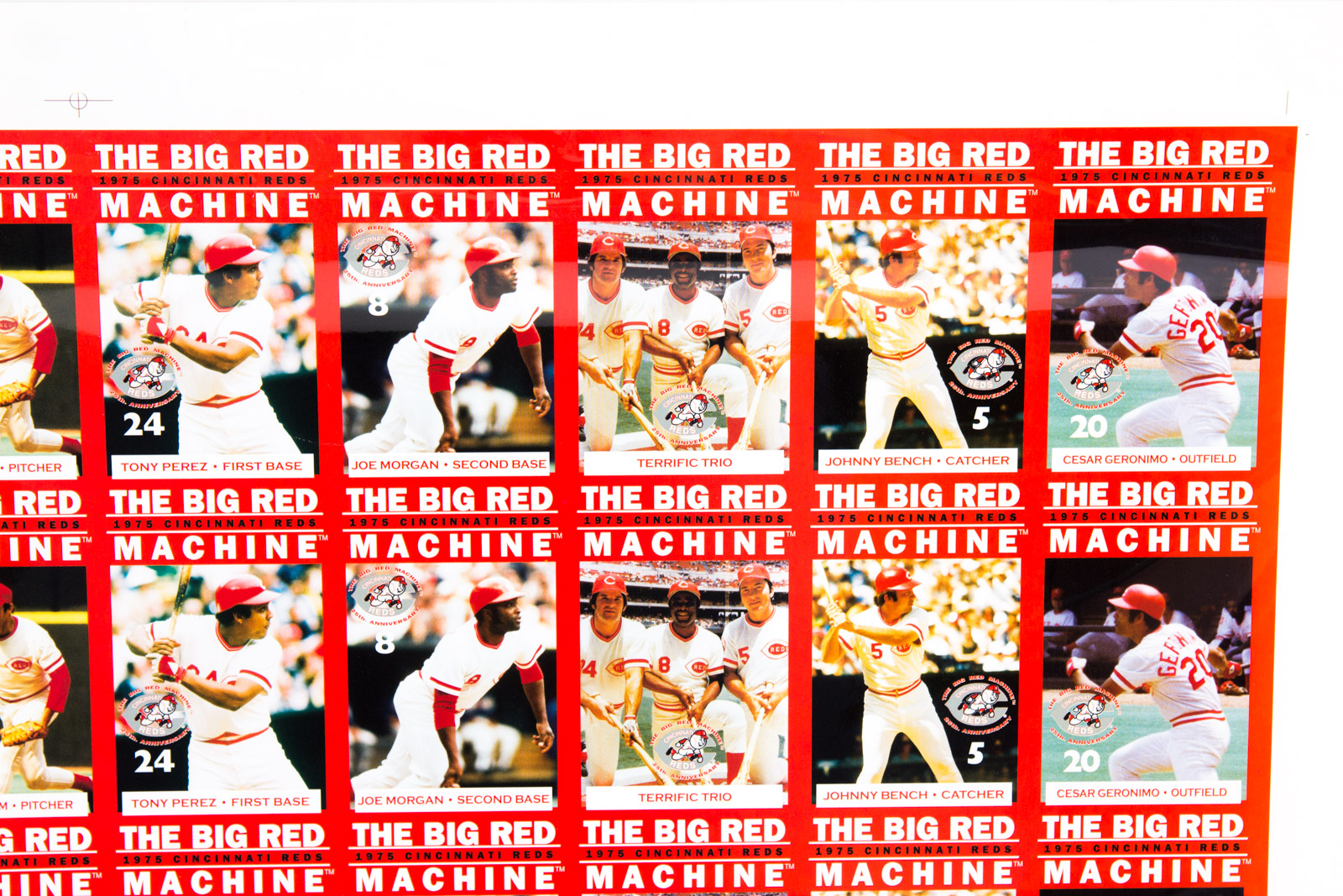 Uncut Sheet of "The Big Red Machine" Cincinnati Reds Baseball Cards