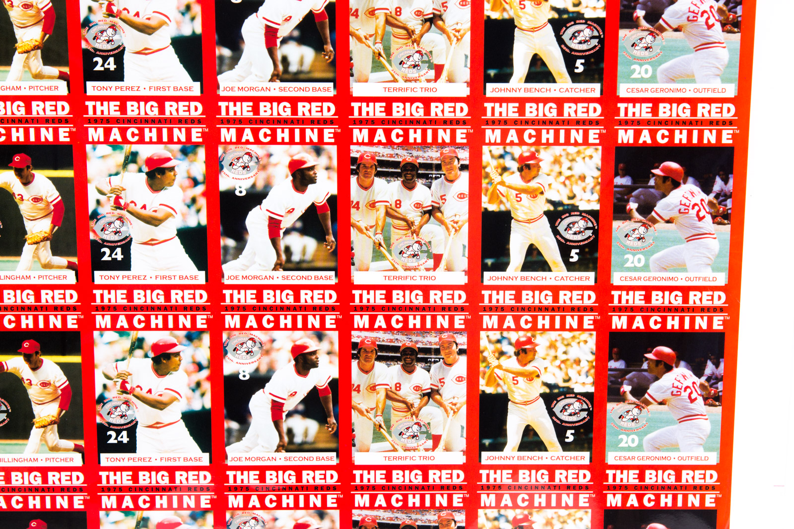 Uncut Sheet of "The Big Red Machine" Cincinnati Reds Baseball Cards