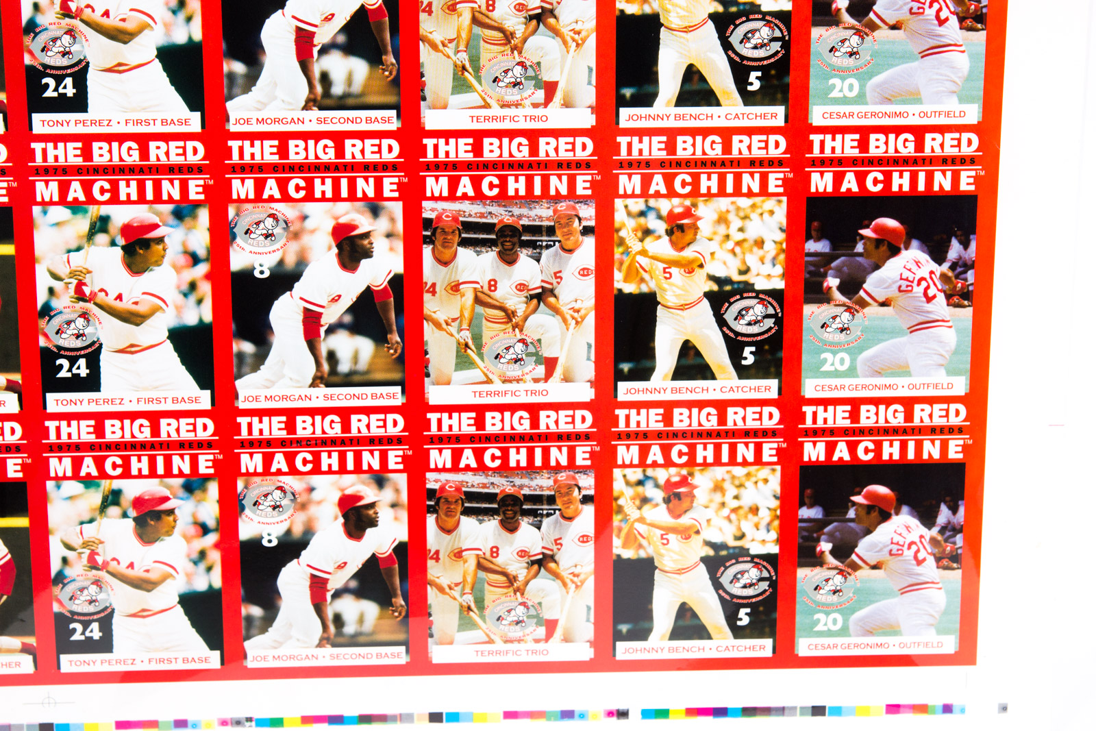 Uncut Sheet of "The Big Red Machine" Cincinnati Reds Baseball Cards