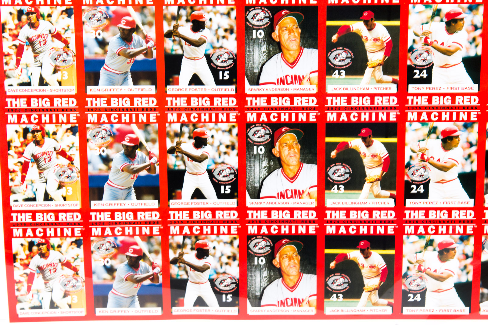Uncut Sheet of "The Big Red Machine" Cincinnati Reds Baseball Cards