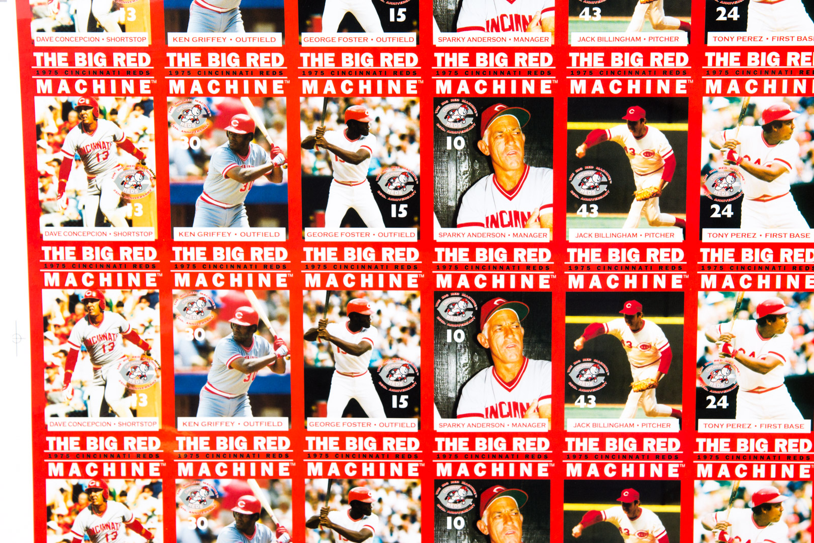 Uncut Sheet of "The Big Red Machine" Cincinnati Reds Baseball Cards
