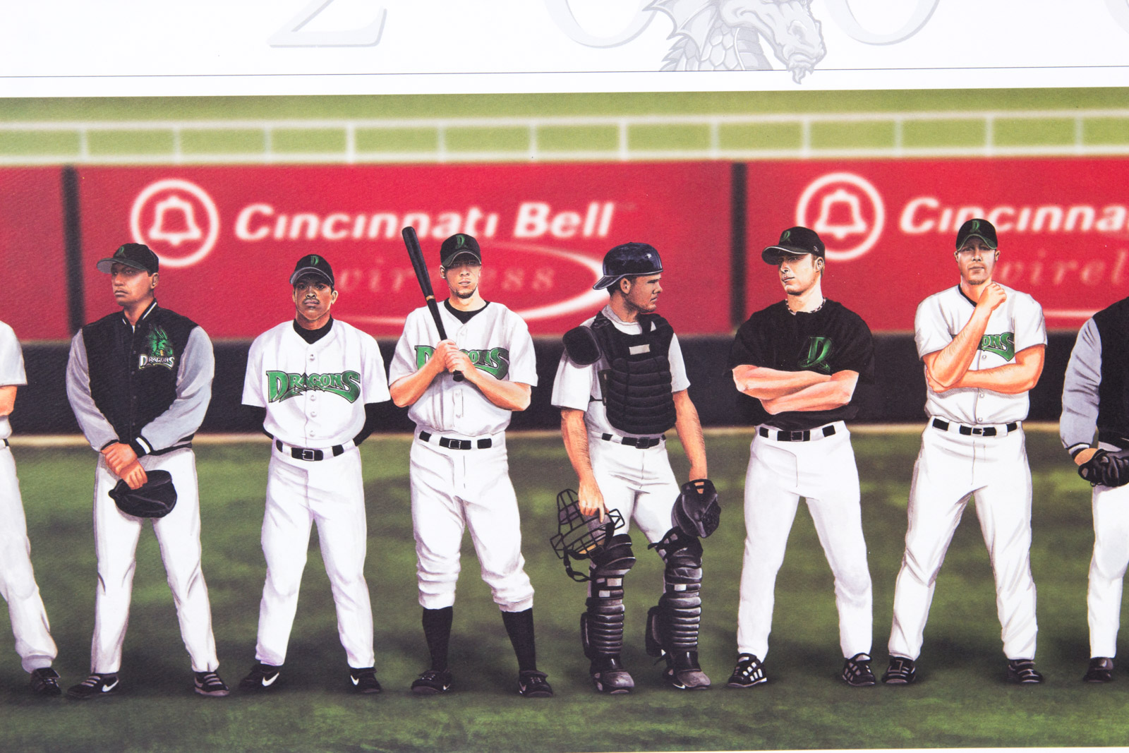 Inaugural Team Signed Dayton Dragons Offset Lithograph, Including Austin Kearns and Adam Dunn