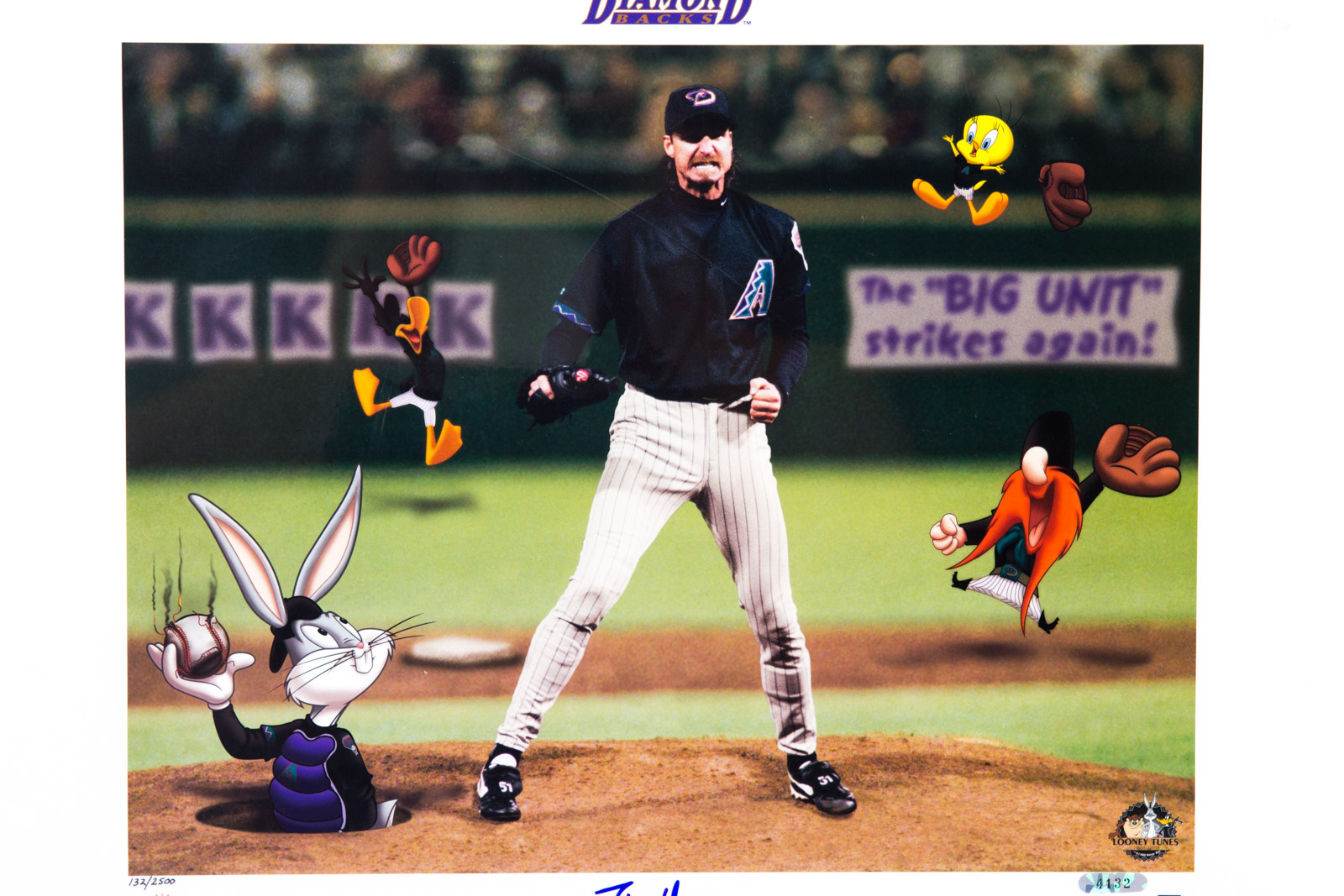 Randy Johnson Signed "The Big Unit" Diamond Back Photoanimation Offset Lithograph