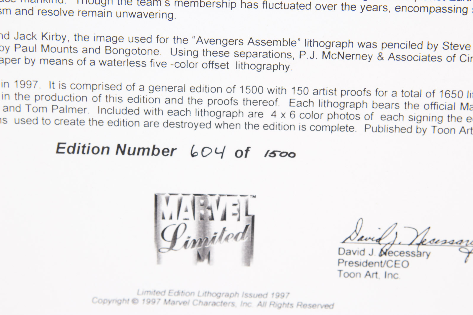 "Avengers Assemble" 35th Anniversary Offset Lithograph Signed by Stan Lee, Steve Epting, and Tom Palmer