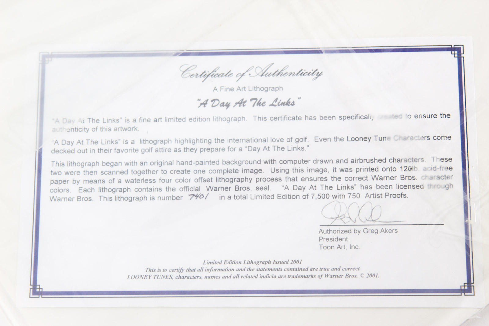 Looney Tunes "A Day at the Links" Golf Themed Offset Lithograph