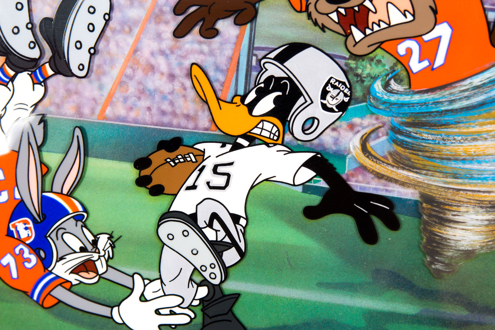 After Robert McKimson Hand Painted "The Dynamic Duo" Denver Broncos Animation Cel