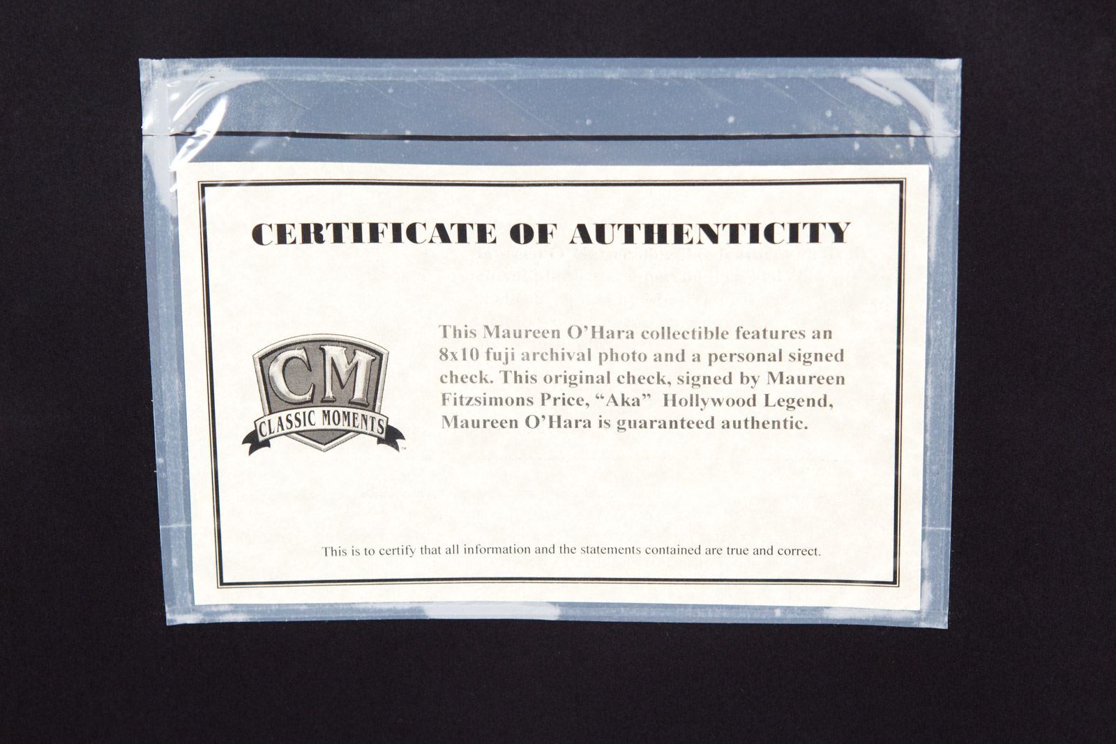 Original Maureen O'Hara Check with Fuji Crystal Archival Photograph