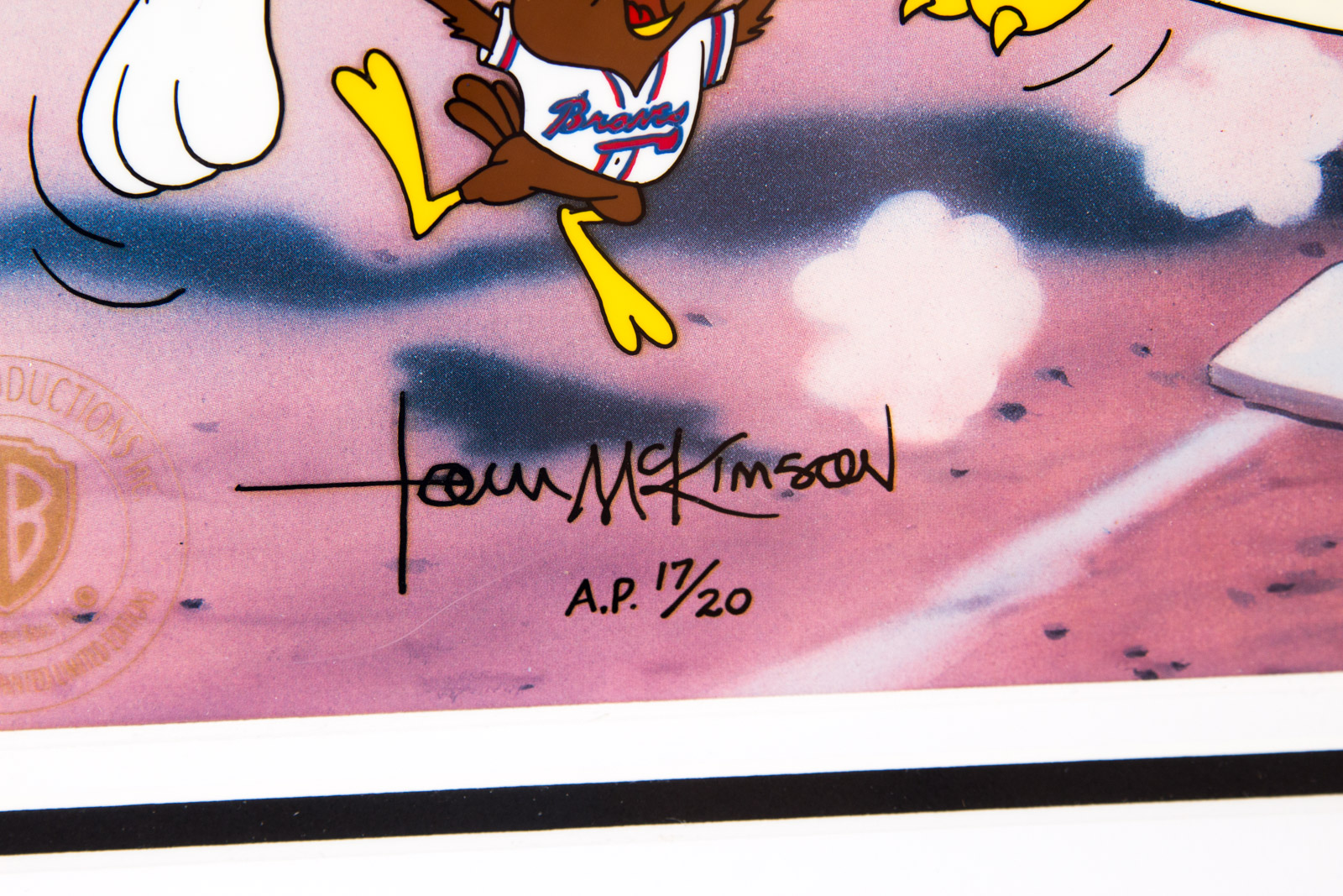 Tom McKimson Hand Painted "National League Champs" Looney Tunes Atlanta Braves Animation Cel