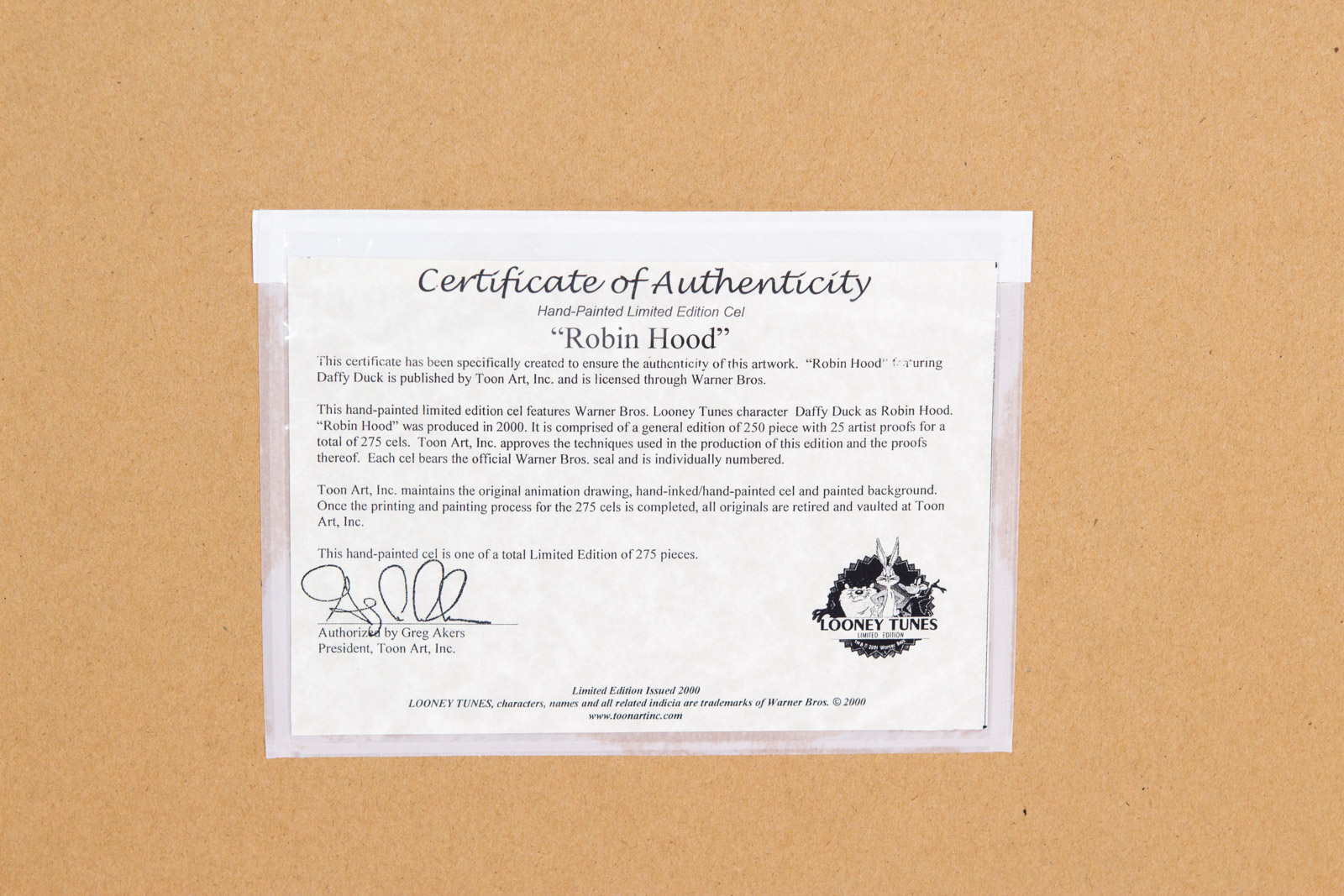 Hand Painted "Robin Hood" Looney Tunes Animation Cel