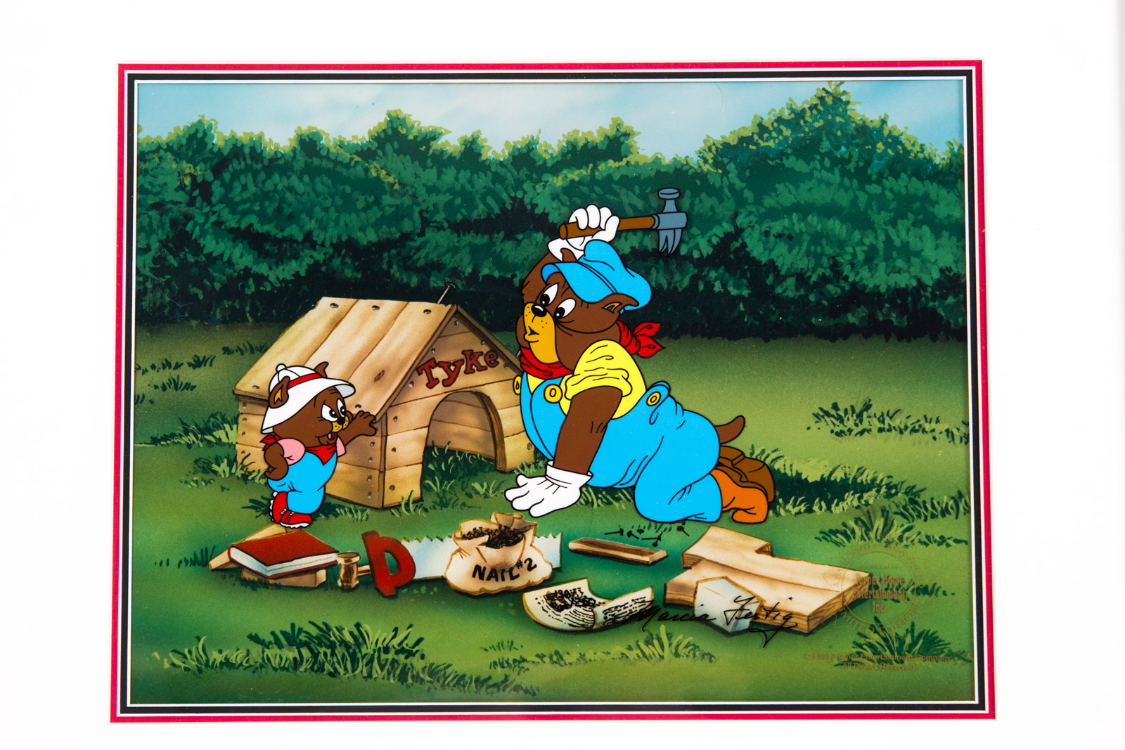 Hand Painted "Spike and Tyke" Looney Tunes Animation Cel Signed by Marcia Fertig