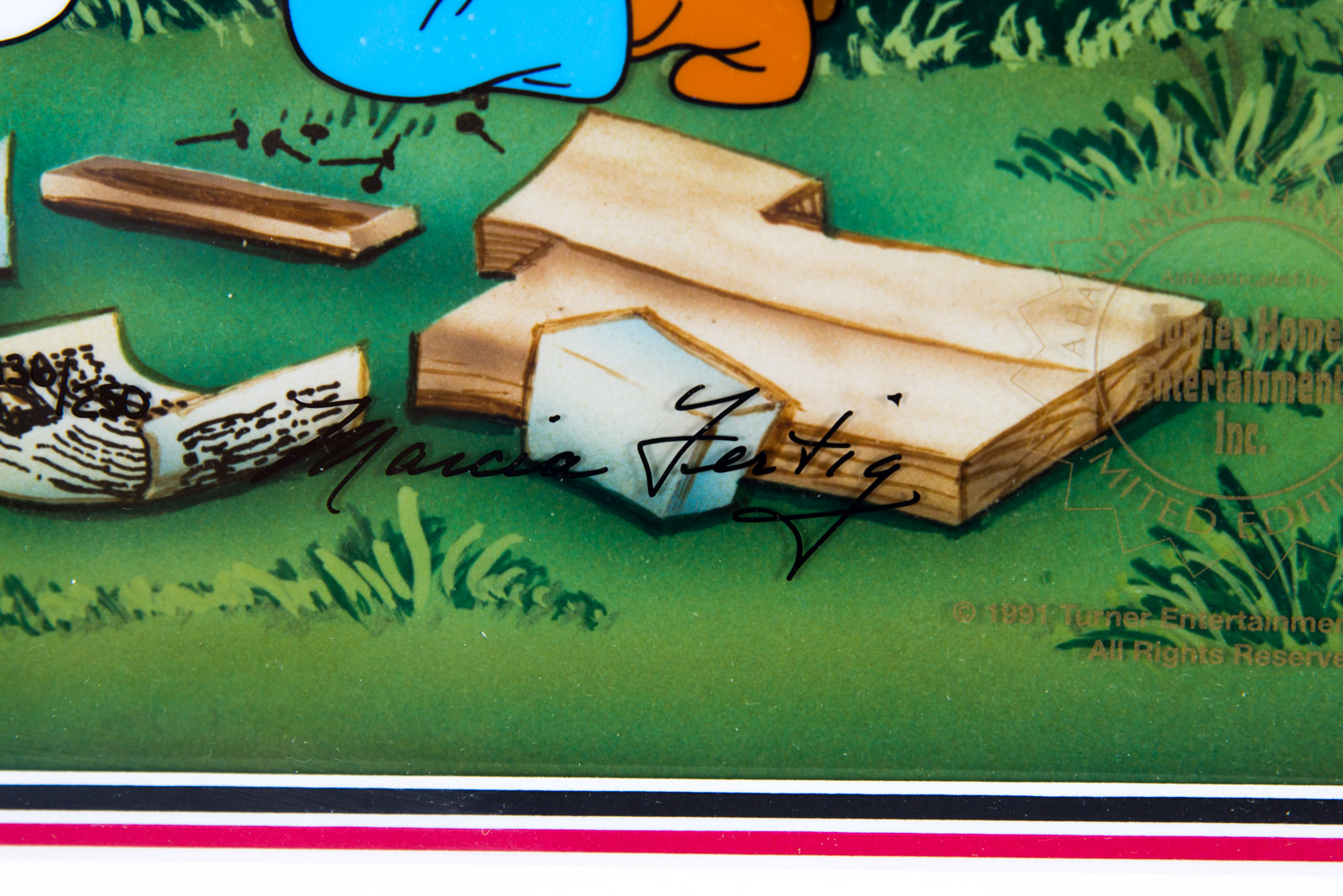 Hand Painted "Spike and Tyke" Looney Tunes Animation Cel Signed by Marcia Fertig