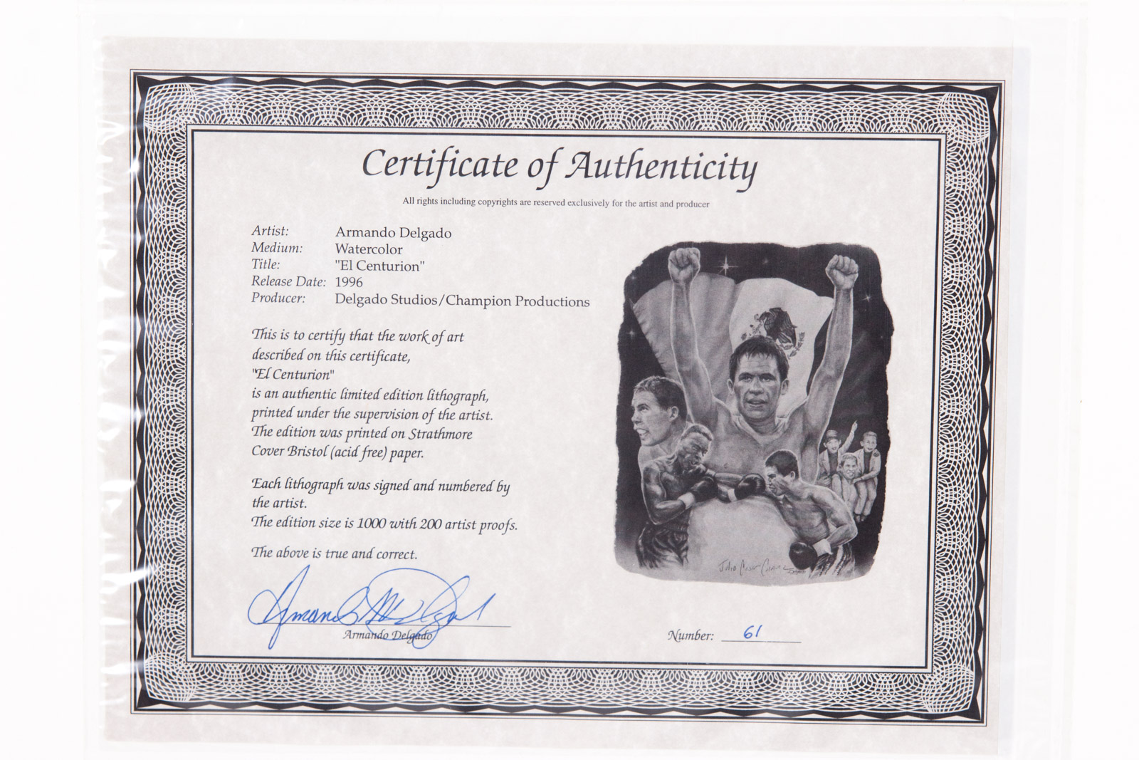 Armando Delgado "El Centurion" Julio Cesar Chavez Boxing Offset Lithograph