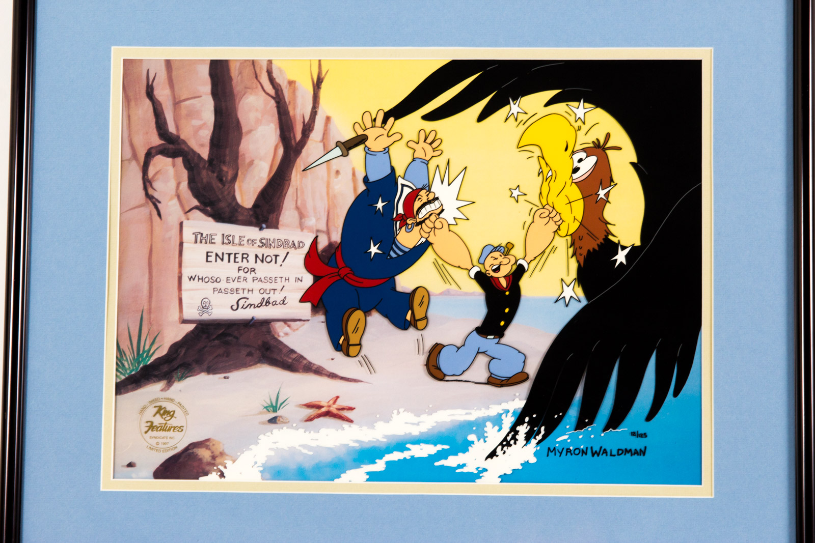 Myron Waldman Hand Painted "Popeye the Sailor Meets Sindbad the Sailor"