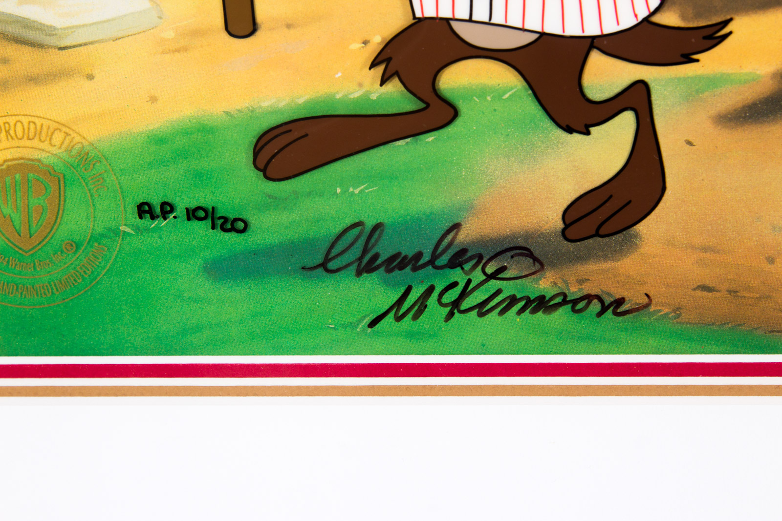 Charles and Tom McKimson Hand Painted Looney Tunes Philadelphia Phillies Animation Cel "National League Champs"