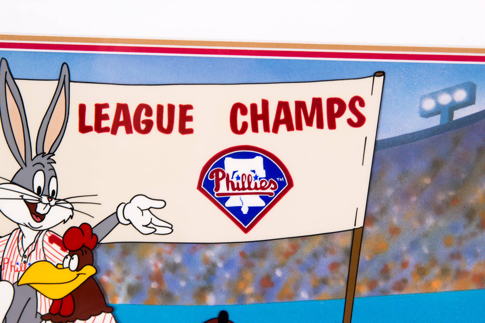 Charles and Tom McKimson Hand Painted Looney Tunes Philadelphia Phillies Animation Cel "National League Champs"