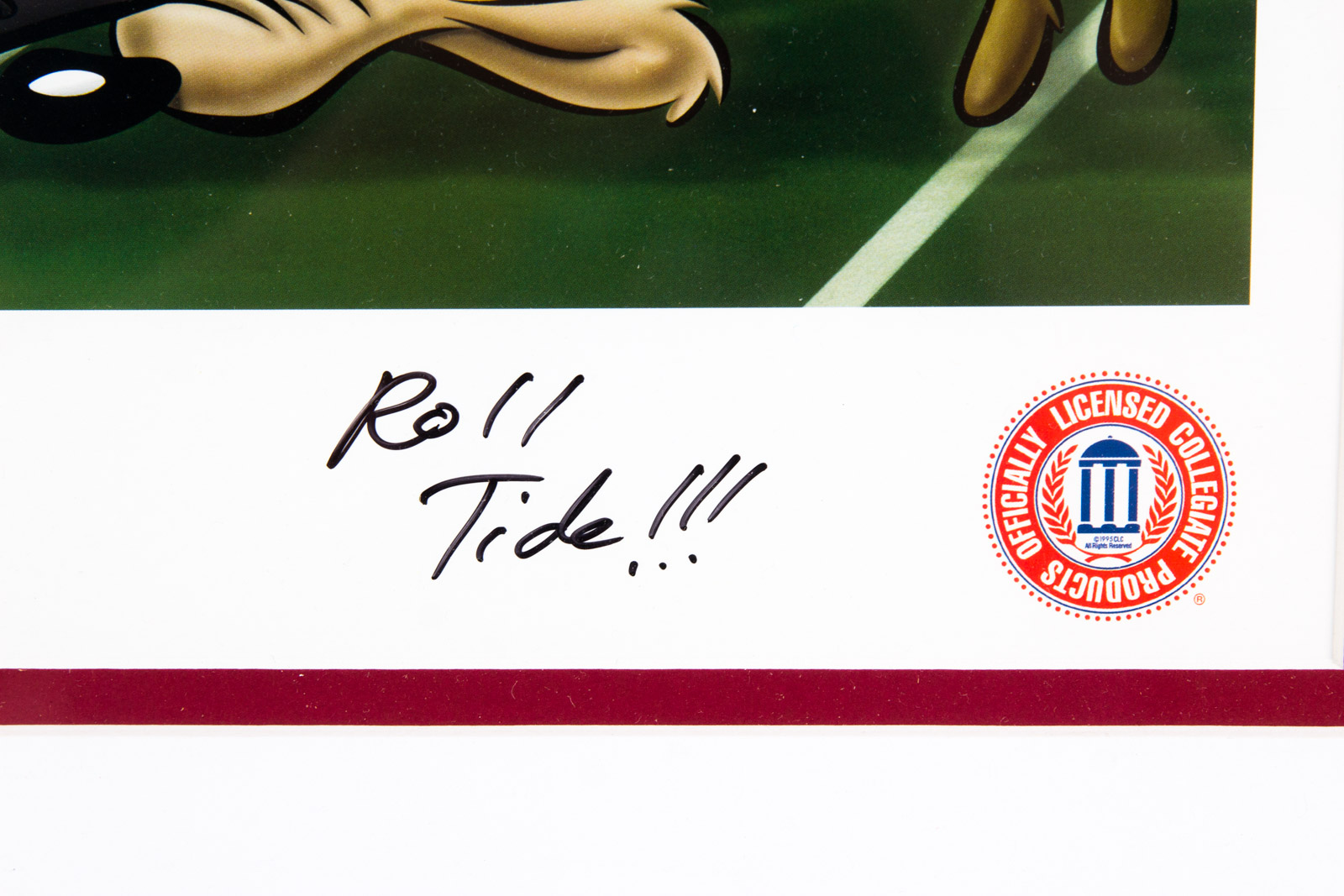 Shaun Alexander Signed Looney Tunes "Roll Tide" Alabama Crimson Tide Offset Lithograph