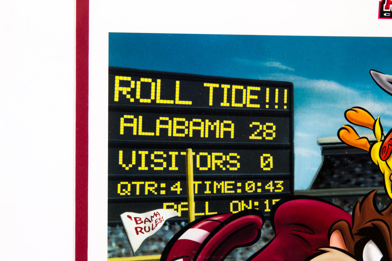 Shaun Alexander Signed Looney Tunes "Roll Tide" Alabama Crimson Tide Offset Lithograph