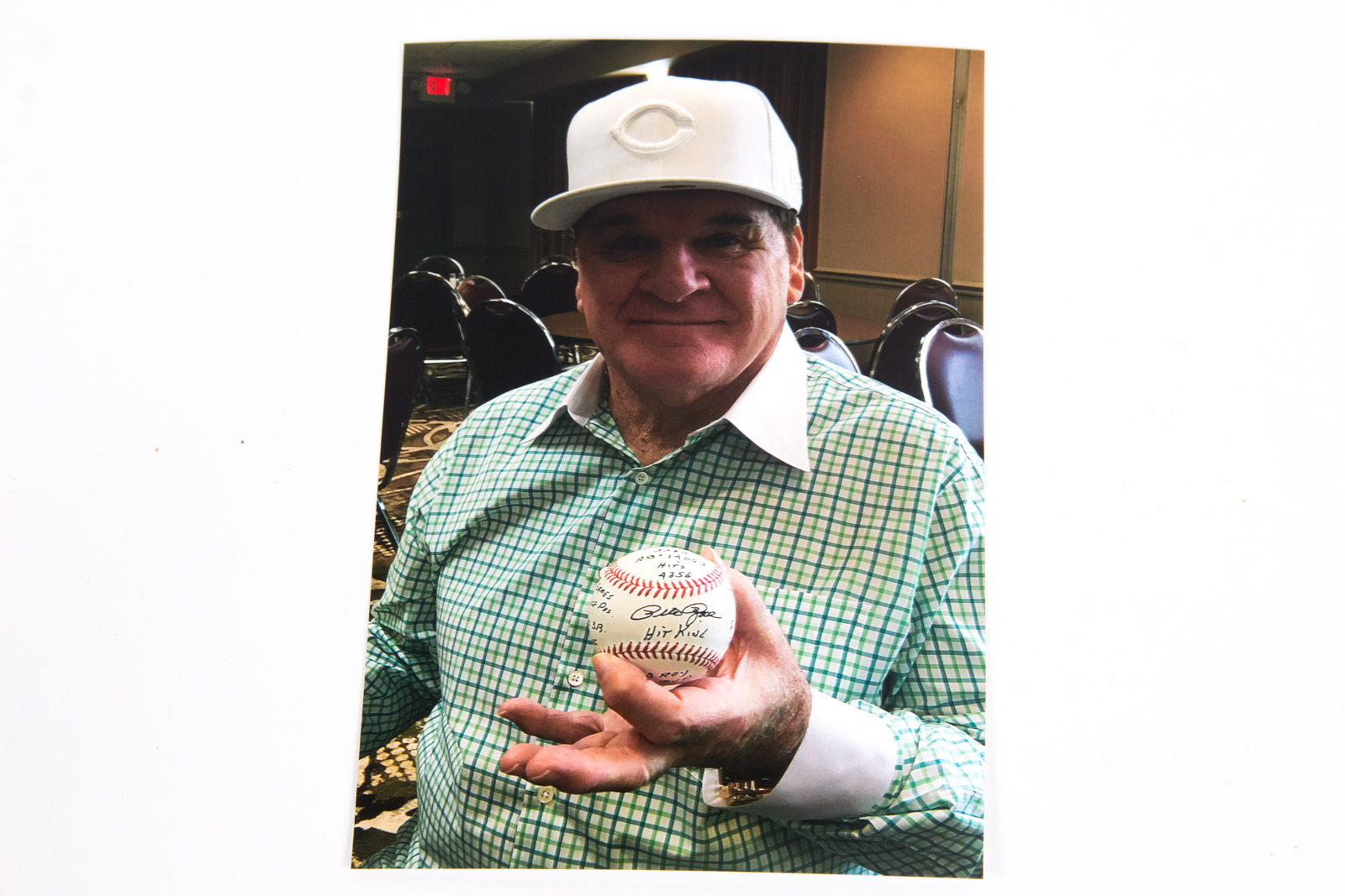 Pete Rose Signed Stats Baseball