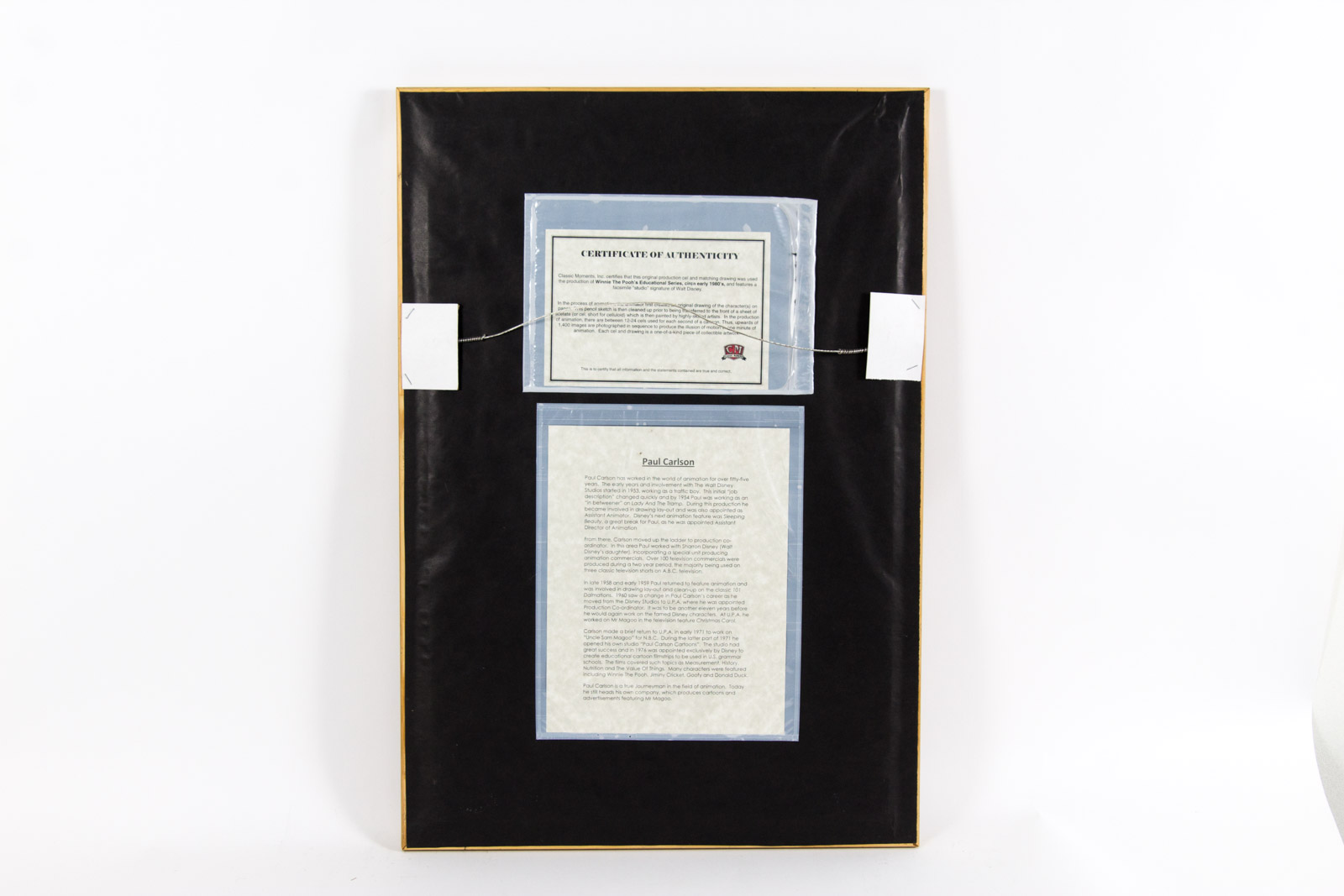 Paul Carlson Hand Painted 1980s Owl "Winnie the Pooh" Animation Cel with Preparatory Drawing and Facsimile Walt Disney Signature