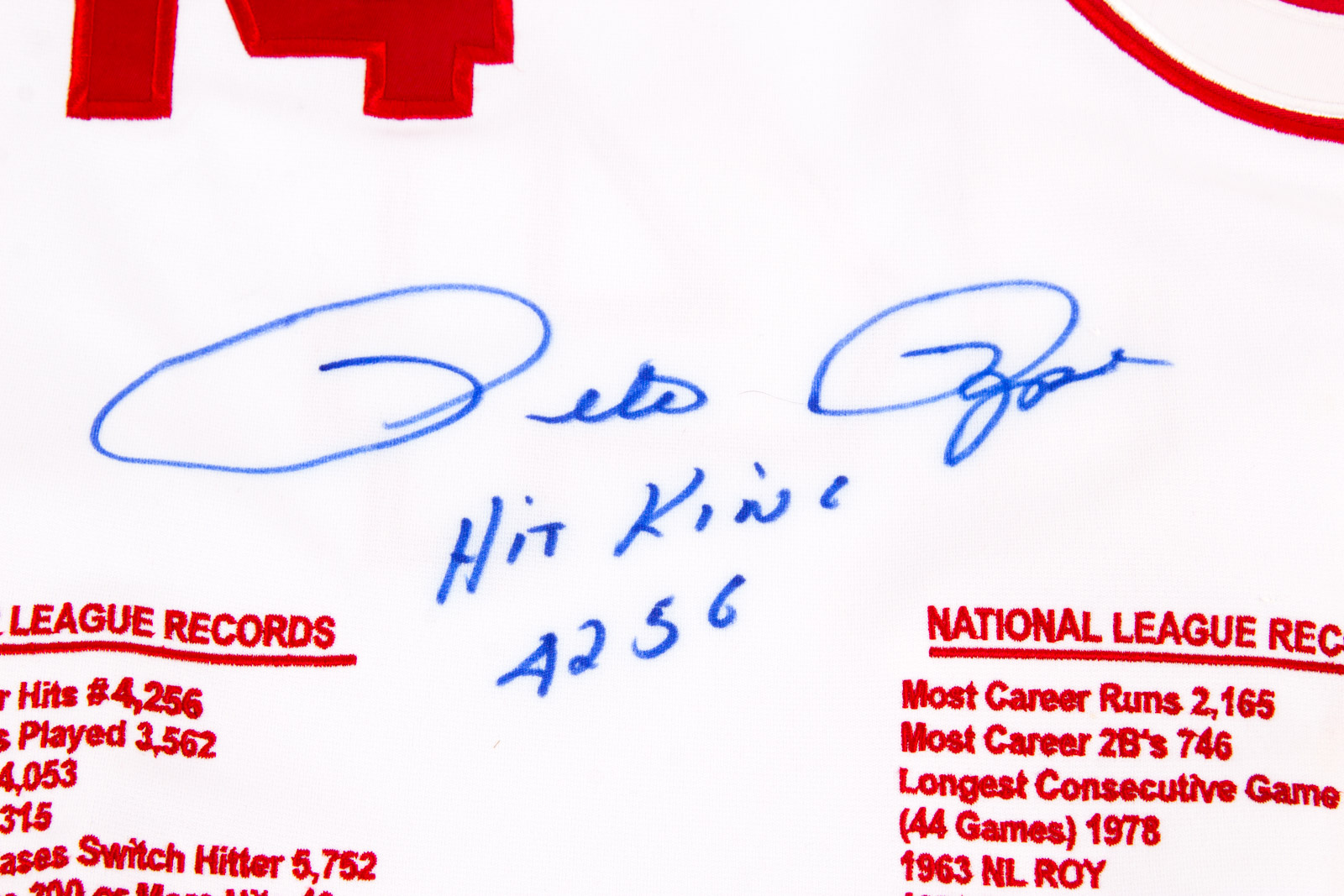 Pete Rose Signed Size XXL Baseball Stats Jersey