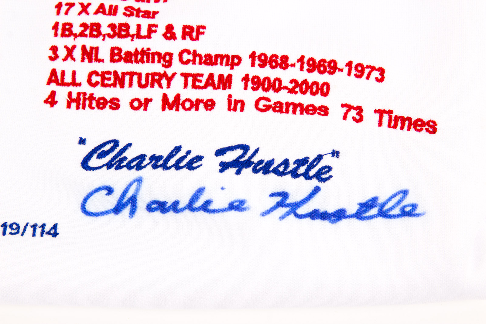 Pete Rose Signed Size XXL Baseball Stats Jersey