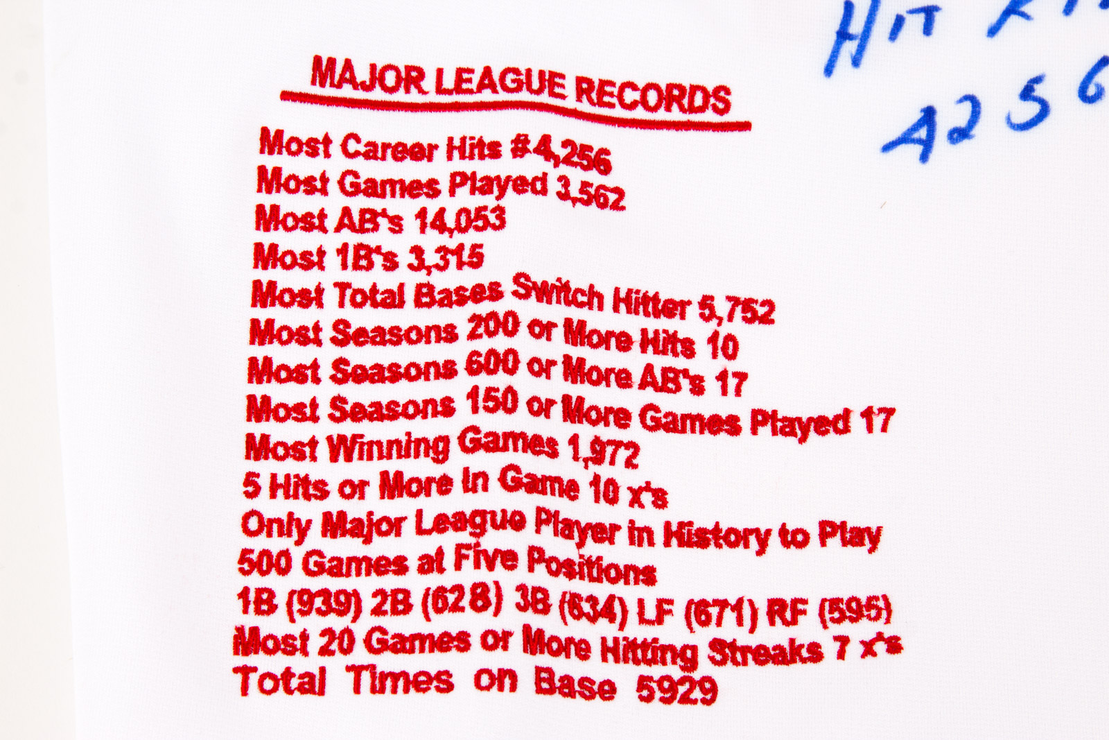 Pete Rose Signed Size XXL Baseball Stats Jersey